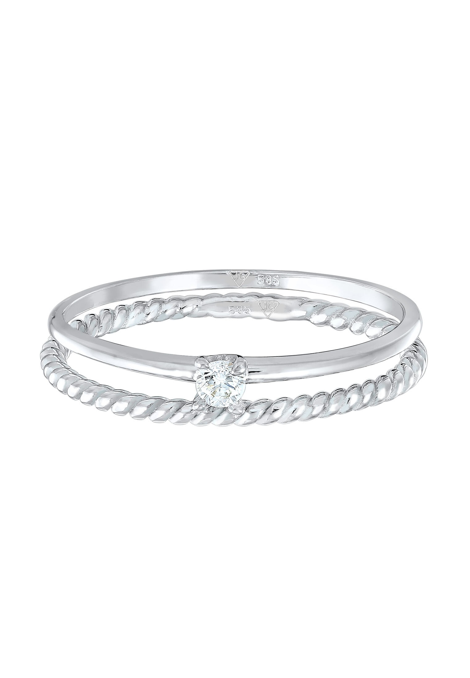 Elli DIAMONDS Ring-Set »Ring Diamant (0.06 ct) Solitär Bandring 585 Weißgold«