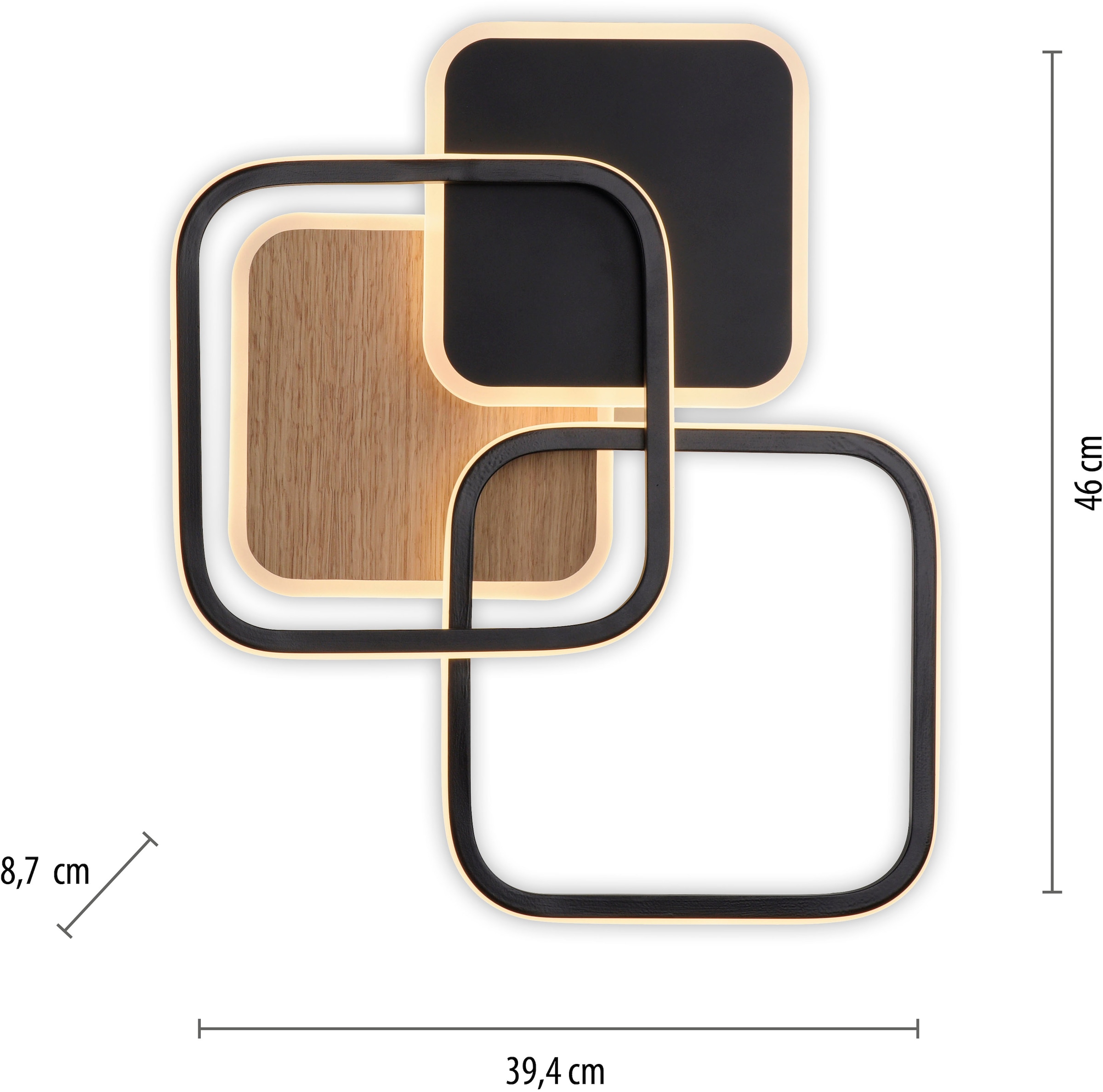 JUST LIGHT Deckenleuchte »SEVENT« LED-Board 1 Stk. Warmweiß LED