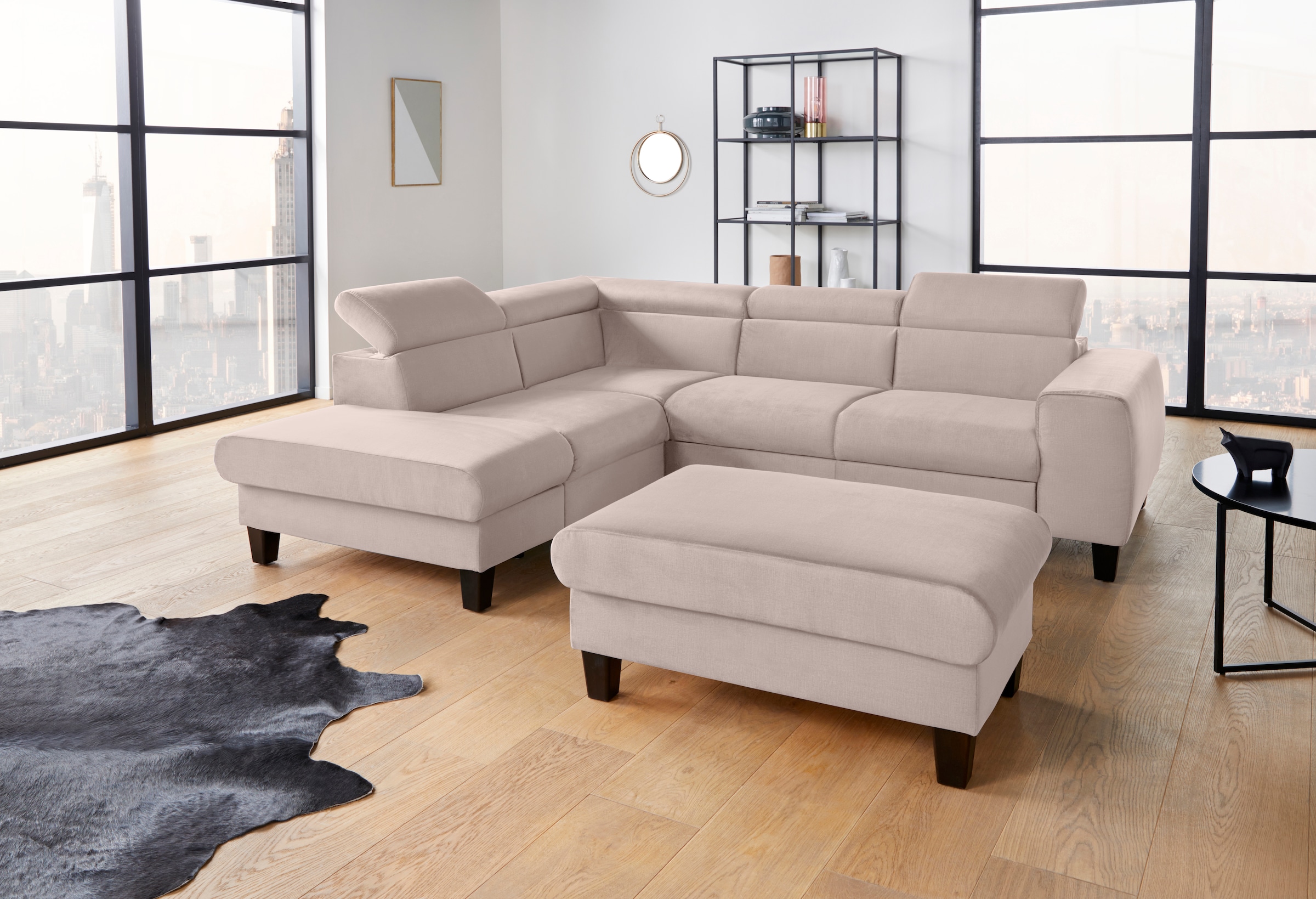 COTTA Ecksofa »Morven L-Form« wahlweise mit Bettfunktion, Bettkasten & Wireless-Charger