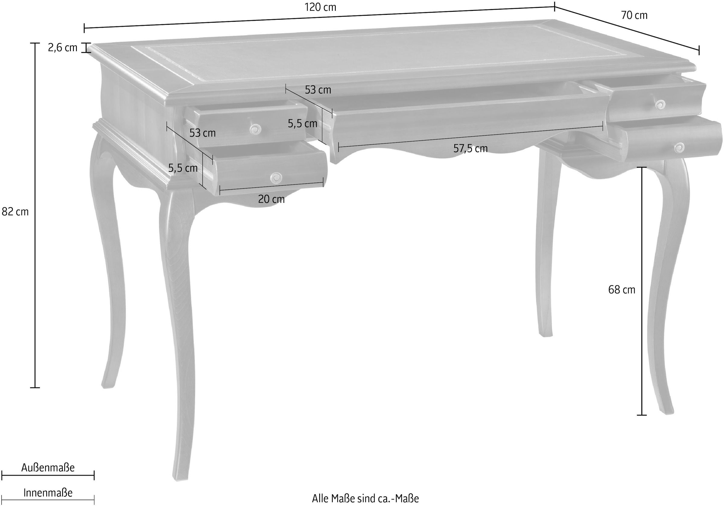 Home affaire Schreibtisch »Tische Damigella«, Breite 120 cm