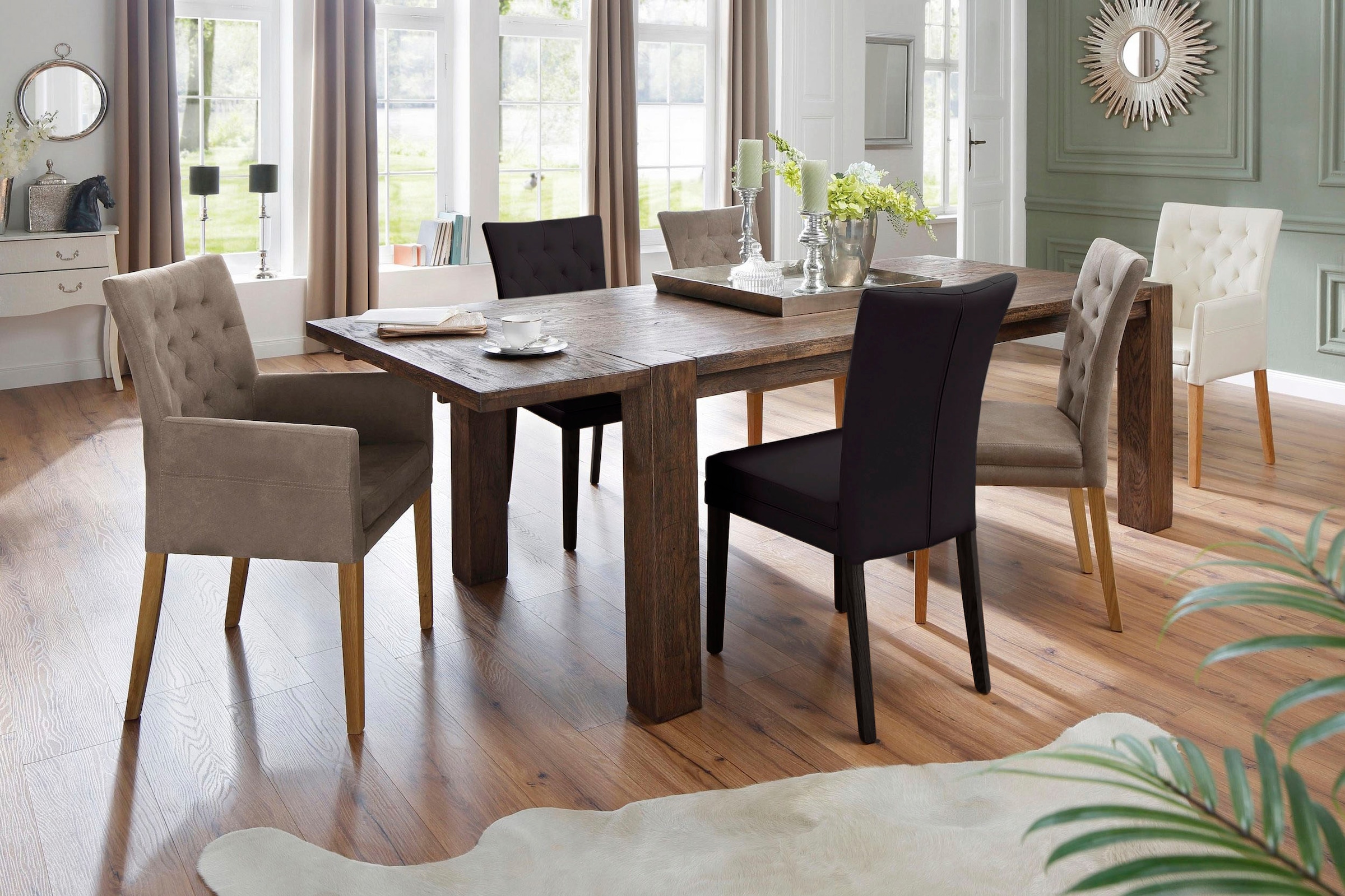 Home affaire 4-Fußstuhl »Colorado«, (Set), 6 St., Kunstleder, Beine aus Buche, wengefarben lackiert, Im 2er, 4er oder 6er-Set