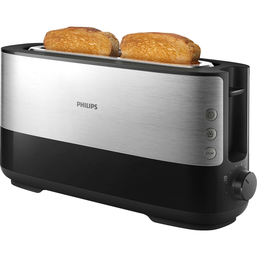 Philips Toaster »HD2692/90«, 1 langer Schlitz, für 2 Scheiben, 950 W, mit Aufwärm- und Auftaufunktion, integriertem Brötchenaufsatz