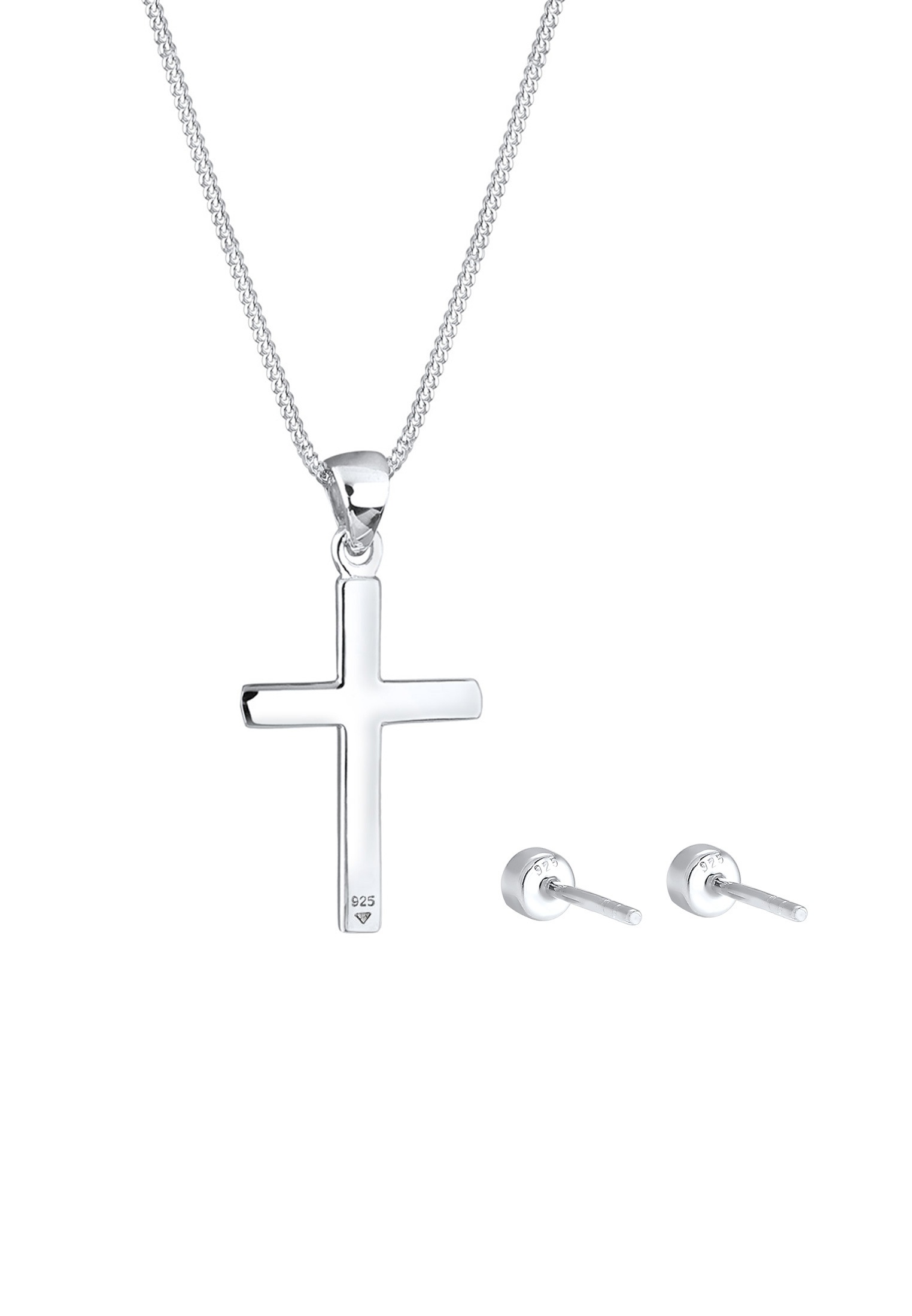 Elli Ohrring und Ketten Set »Schmuckset Kette Kreuz und Stecker 925 Silber, mit Kristallen von Swarovski®« ()