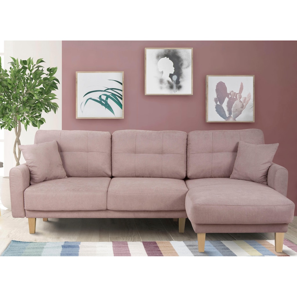 Home affaire Ecksofa »Triplo, Zierkissen, Schlaffunktion, B/T/H: 234/164/89 cm, L-Form«