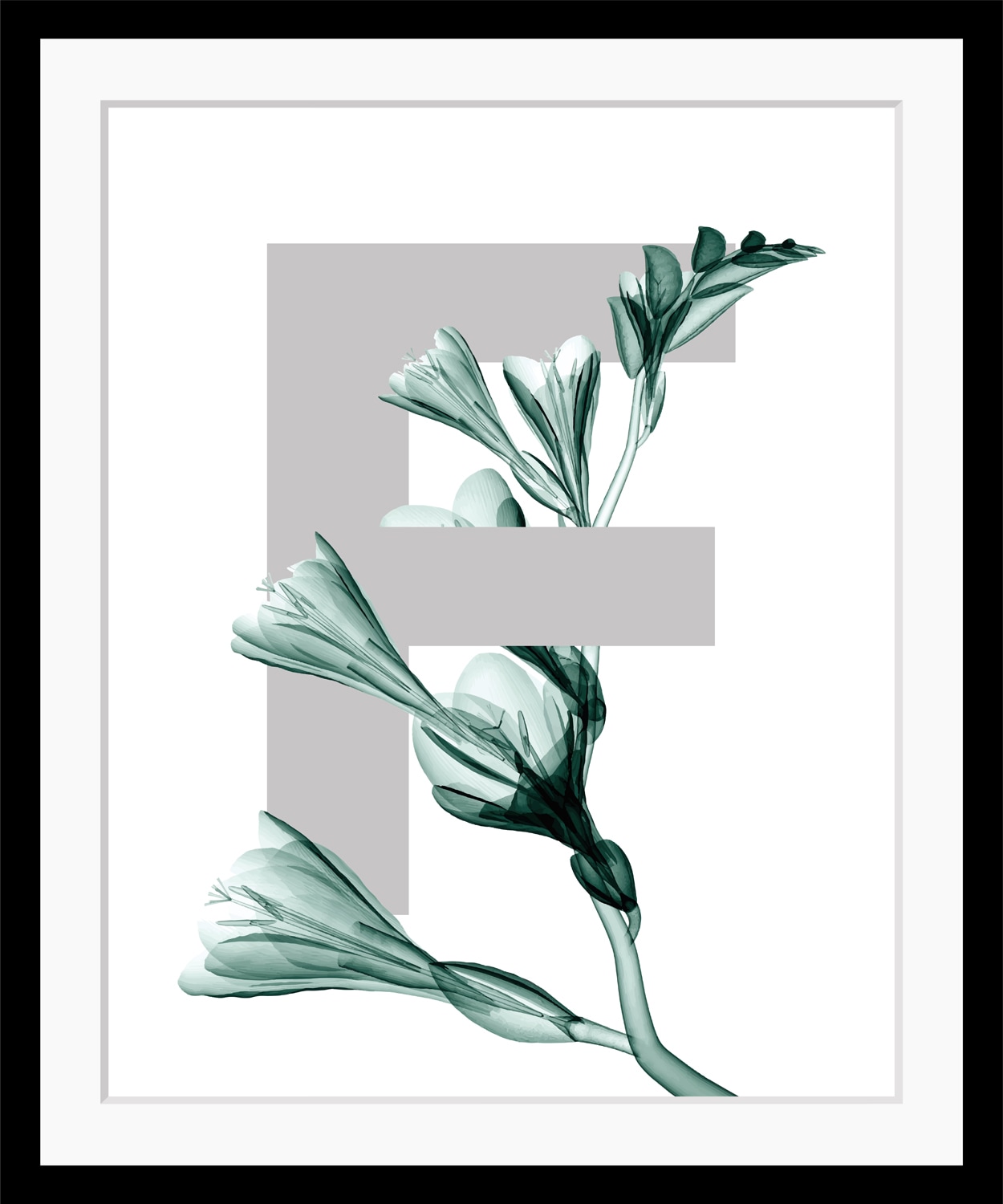 queence Bild »F-Flower«, Buchstaben, gerahmt, Blume, Blätter