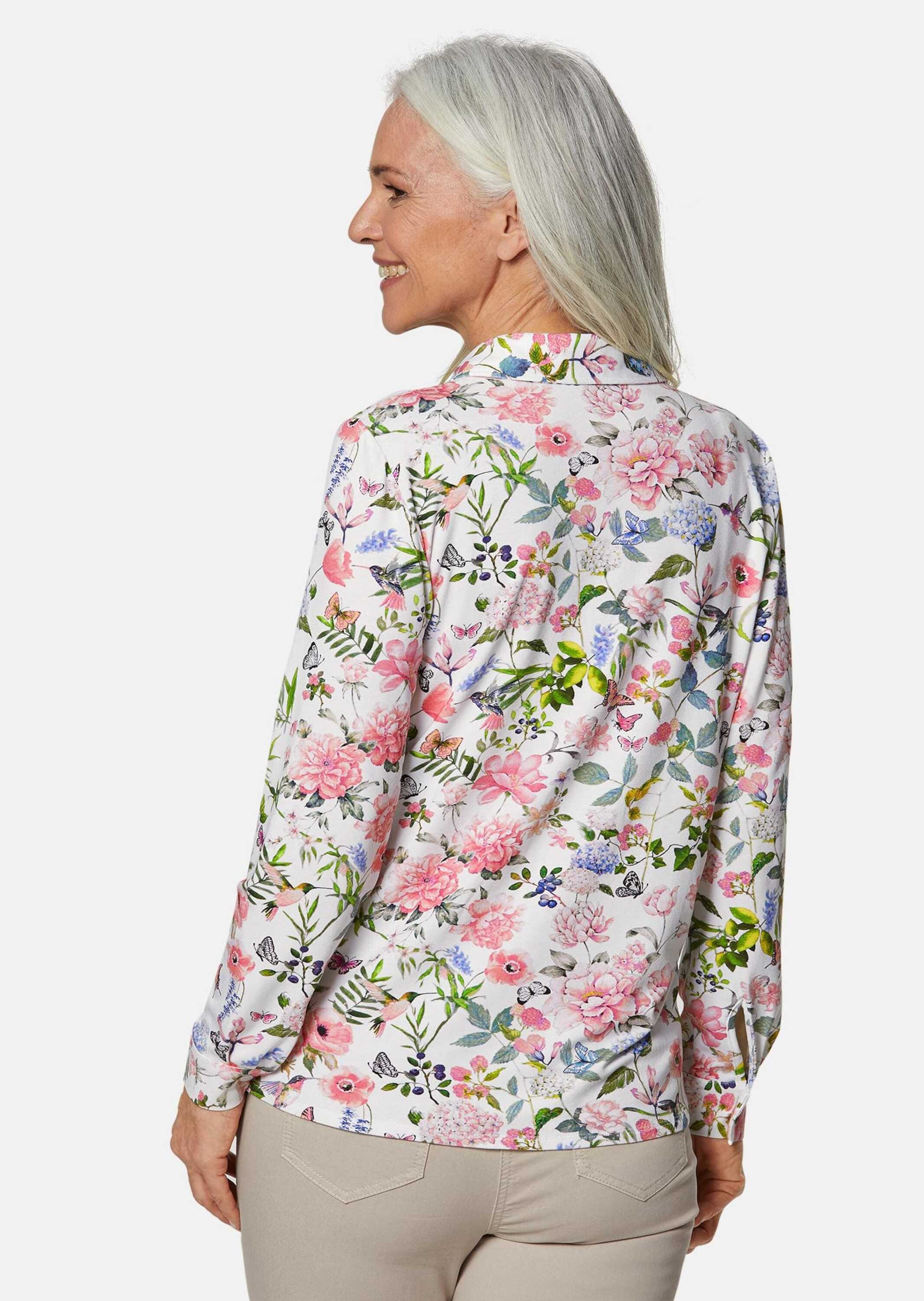 GOLDNER Hemdbluse »Kurzgröße Ausdrucksstarke Jerseybluse mit Stretchanteil«