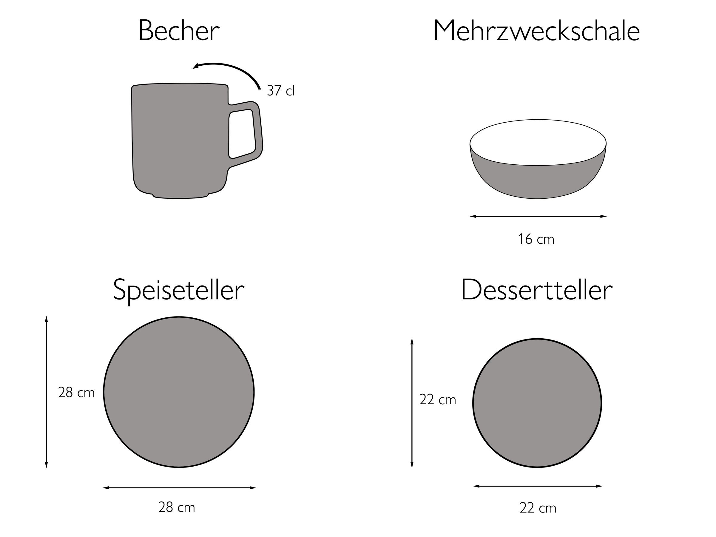 CreaTable Kombiservice »Geschirr-Set Antique«, (Set, 16 tlg., Kaffeeservice und Tafelservice im Set, für 4 Personen), Service, weiß, Trendfarbe Offwhite, 16 Teile, für 4 Personen