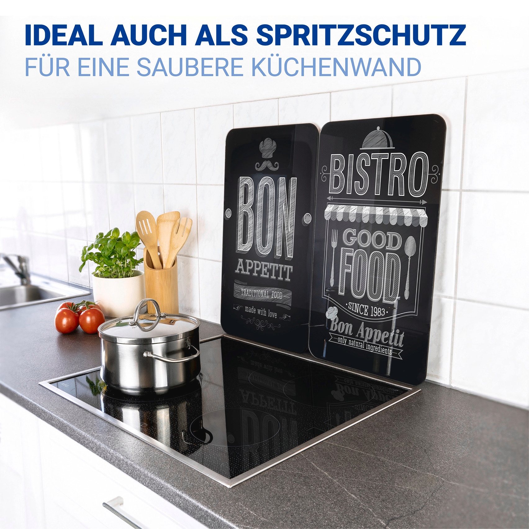 WENKO Herd-Abdeckplatte »Universal Modell Bon Appetit« Herdabdeckung für alle Herdarten, kratzfest, mit rutschfesten Füßen