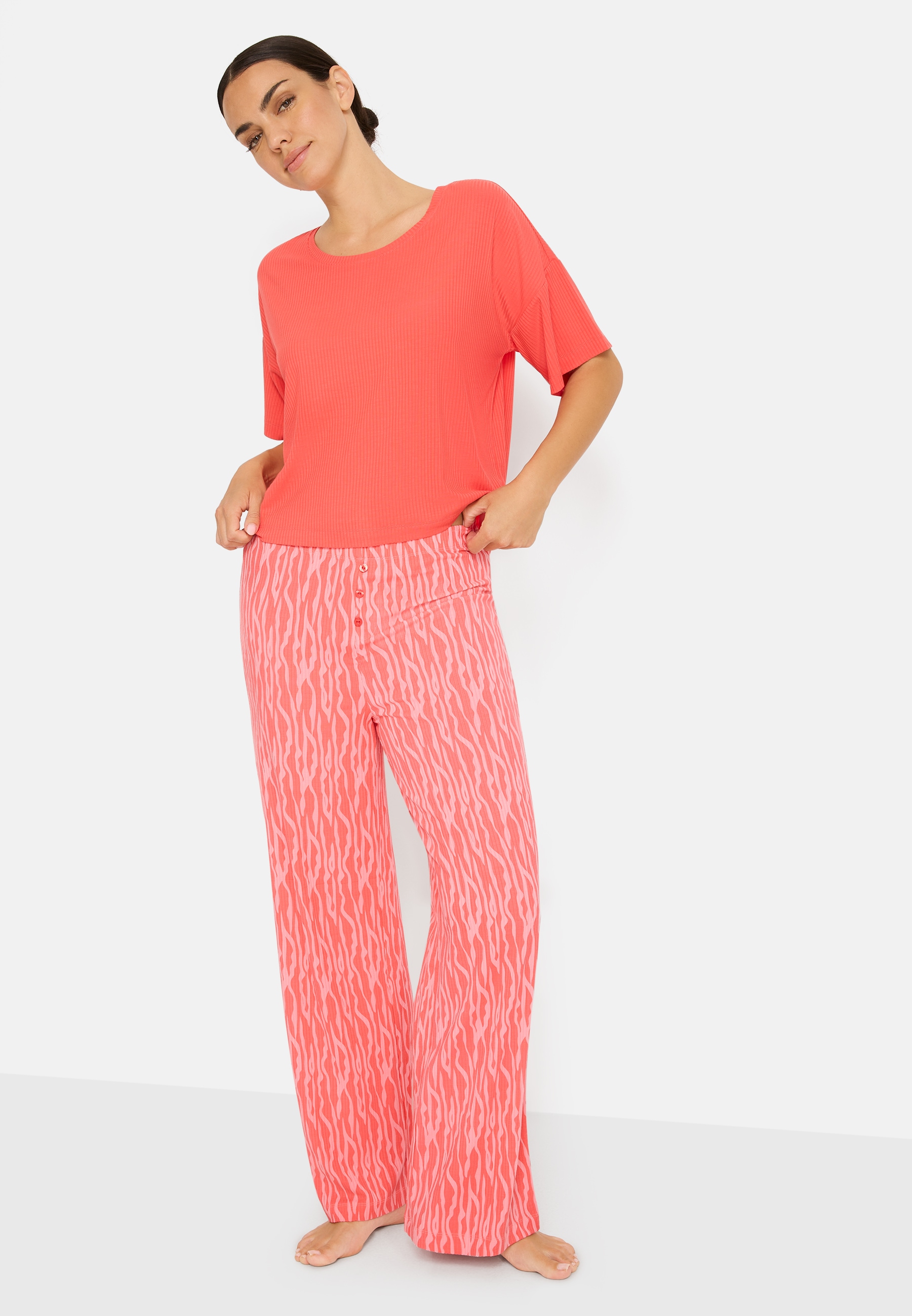 LSCN by LASCANA Pyjama 2 mit kleiner Zierknopfleiste
