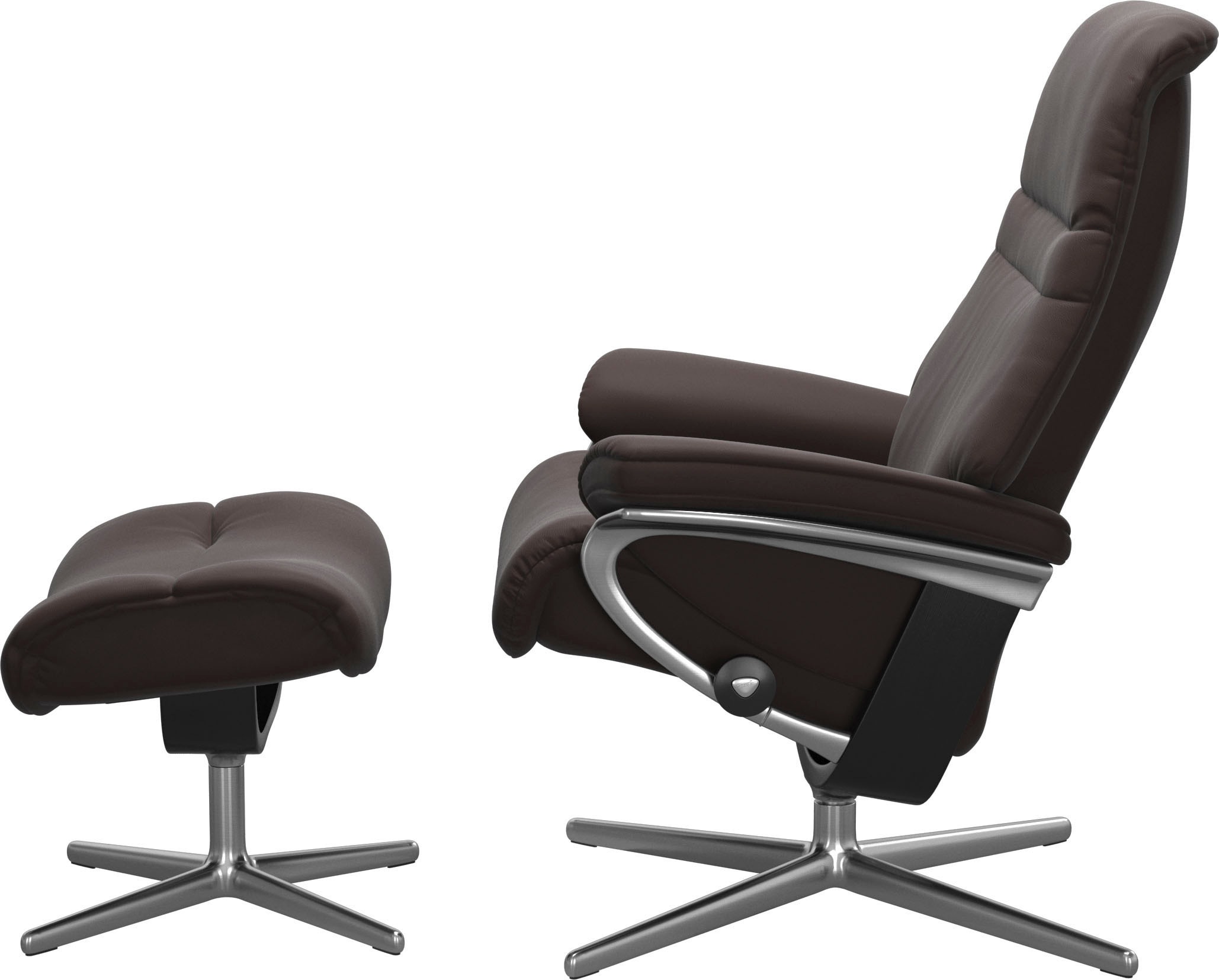 Stressless® Relaxsessel »Sunrise«, (Set, Relaxsessel mit Hocker), mit Hocker, mit Cross Base, Größe S, M & L, Holzakzent Schwarz