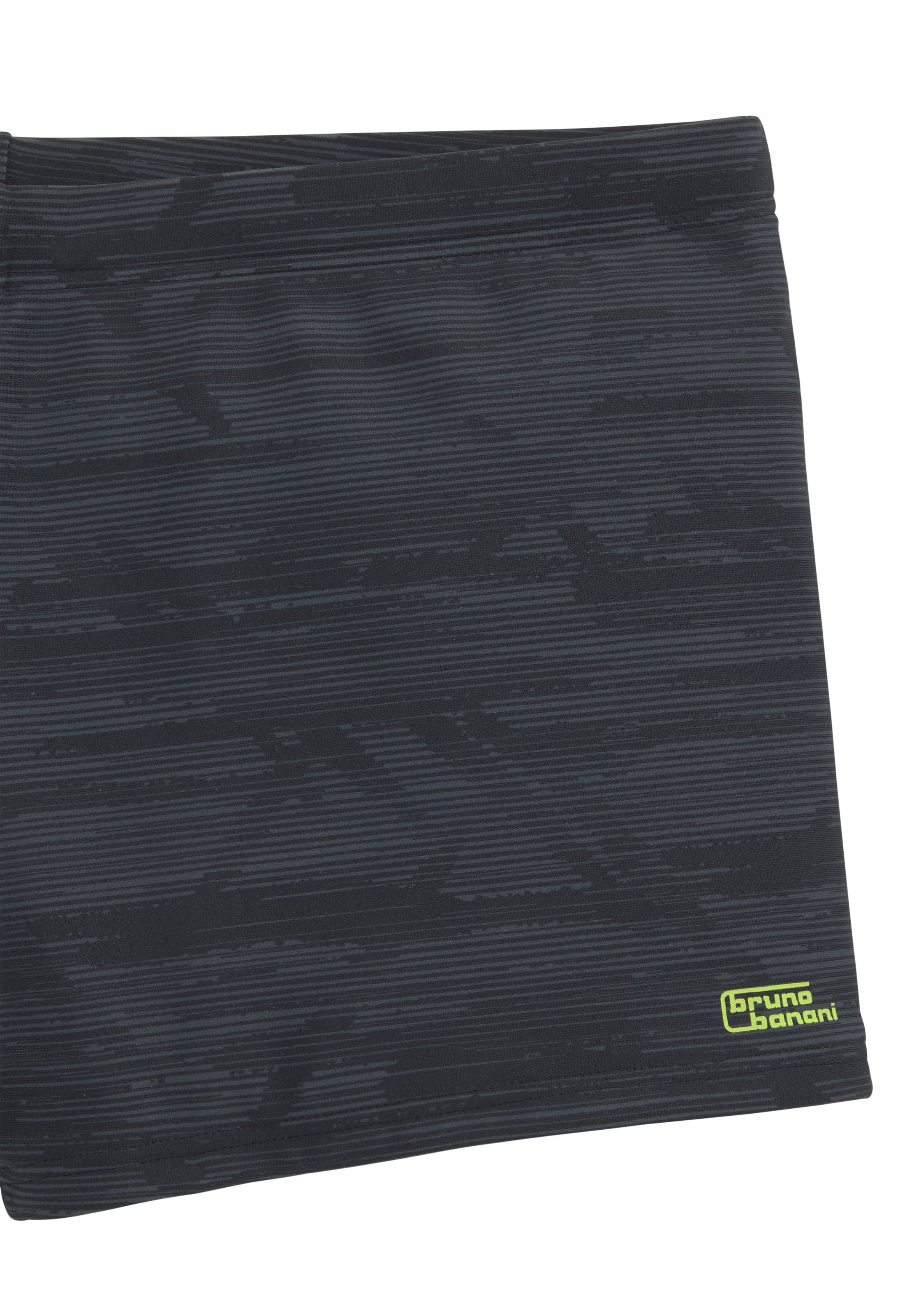 Bruno Banani, Herren, Boxer-Badehose mit trendigem Alloverprint, schwarz-grau, N-Gr, 5 (50) - N-Gr, schwarz-grau, In trendigem Streifendesign