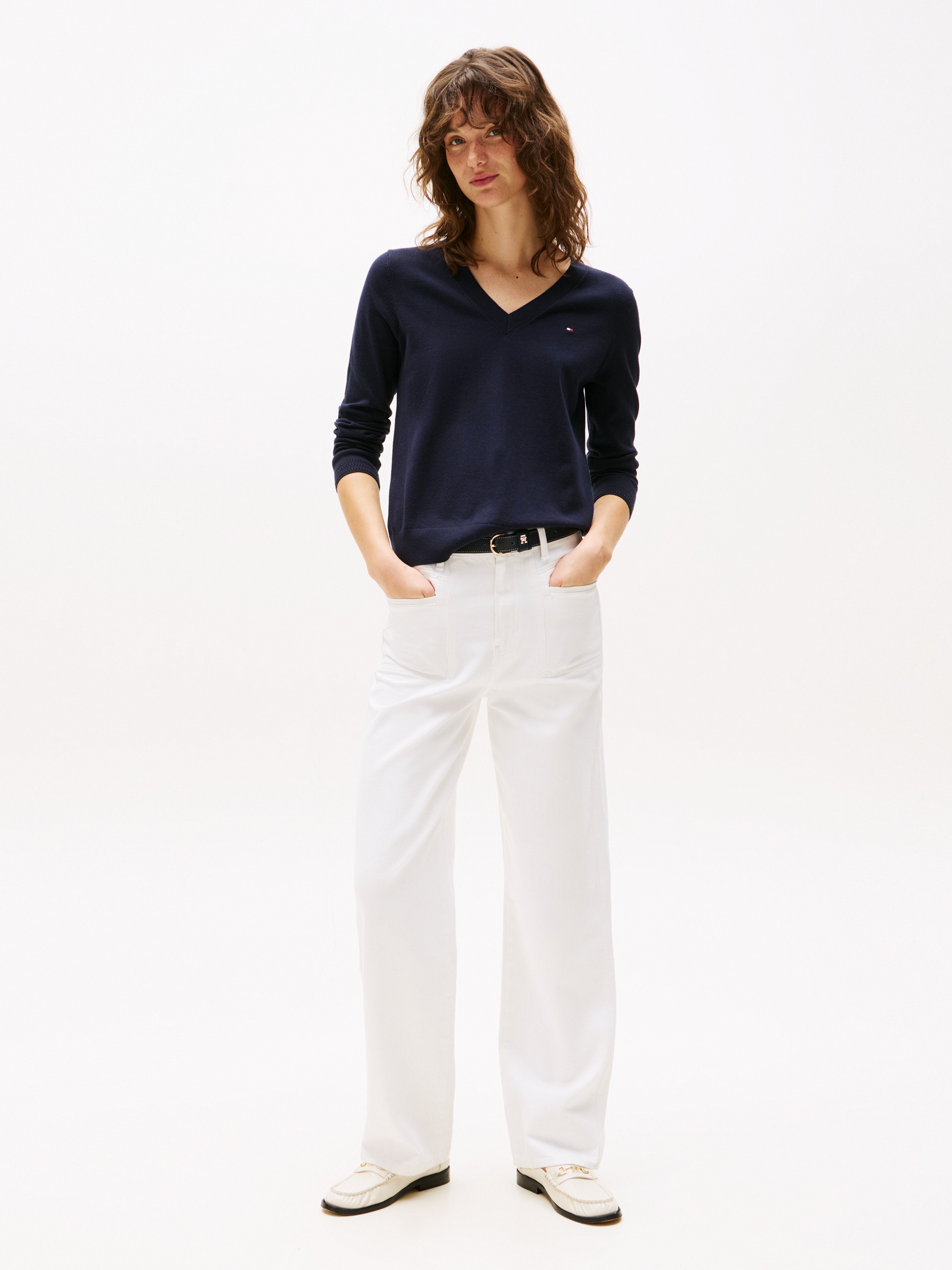 Tommy Hilfiger V-Ausschnitt-Pullover »CO JERSEY STITCH V-NK SWEATER«