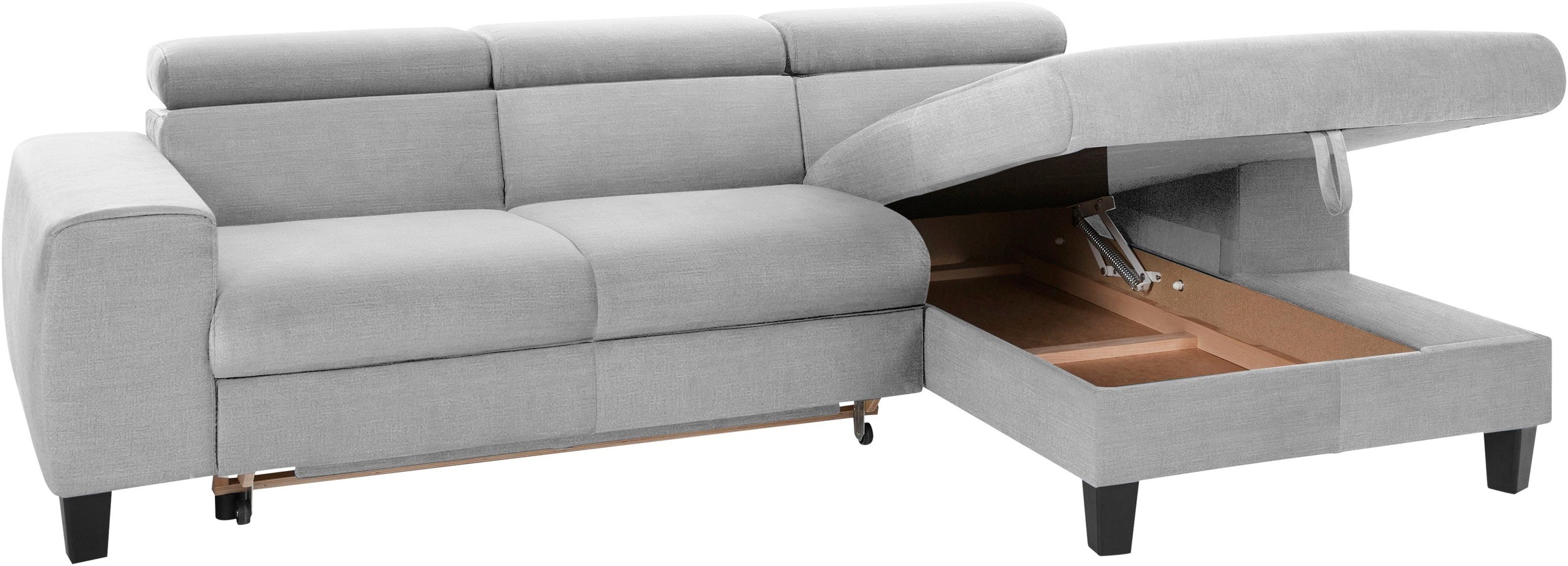 COTTA Polstergarnitur »Morven L-Form«, (Set), Set bestehend aus: Ecksofa mit Kopfteilverstellung & Hocker