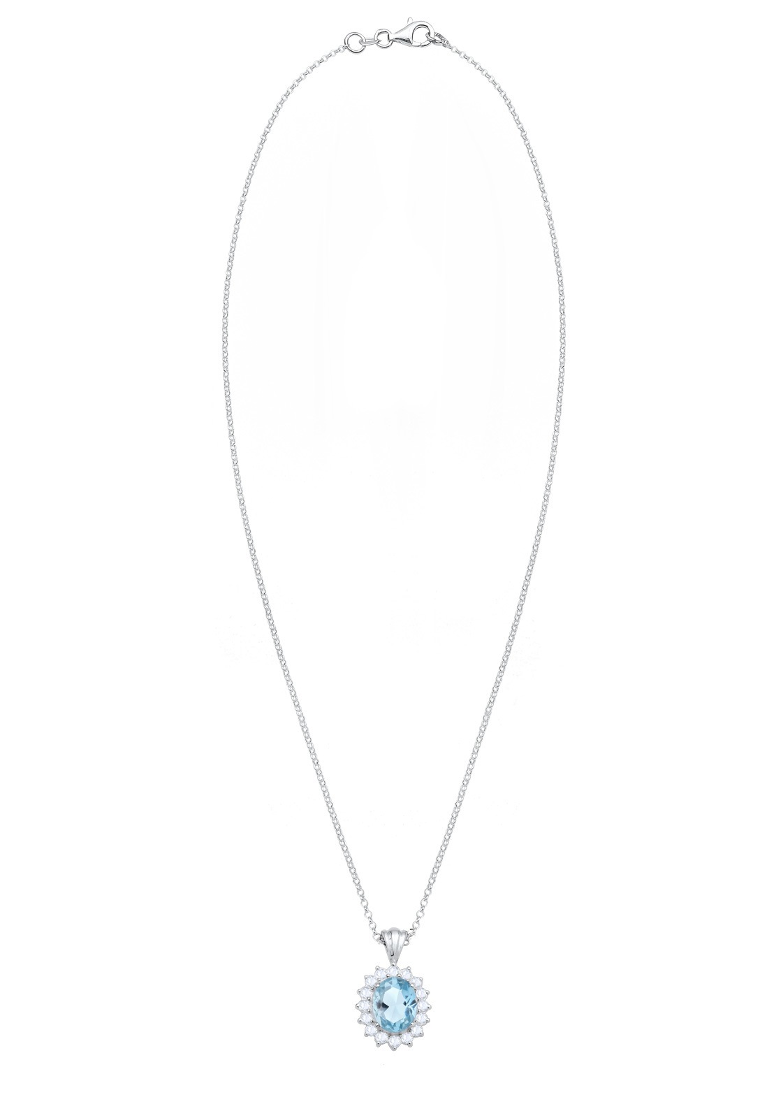 Elli Silberkette »Halskette Topas Hellblau Diamantschliff 925 Sterling Silber«