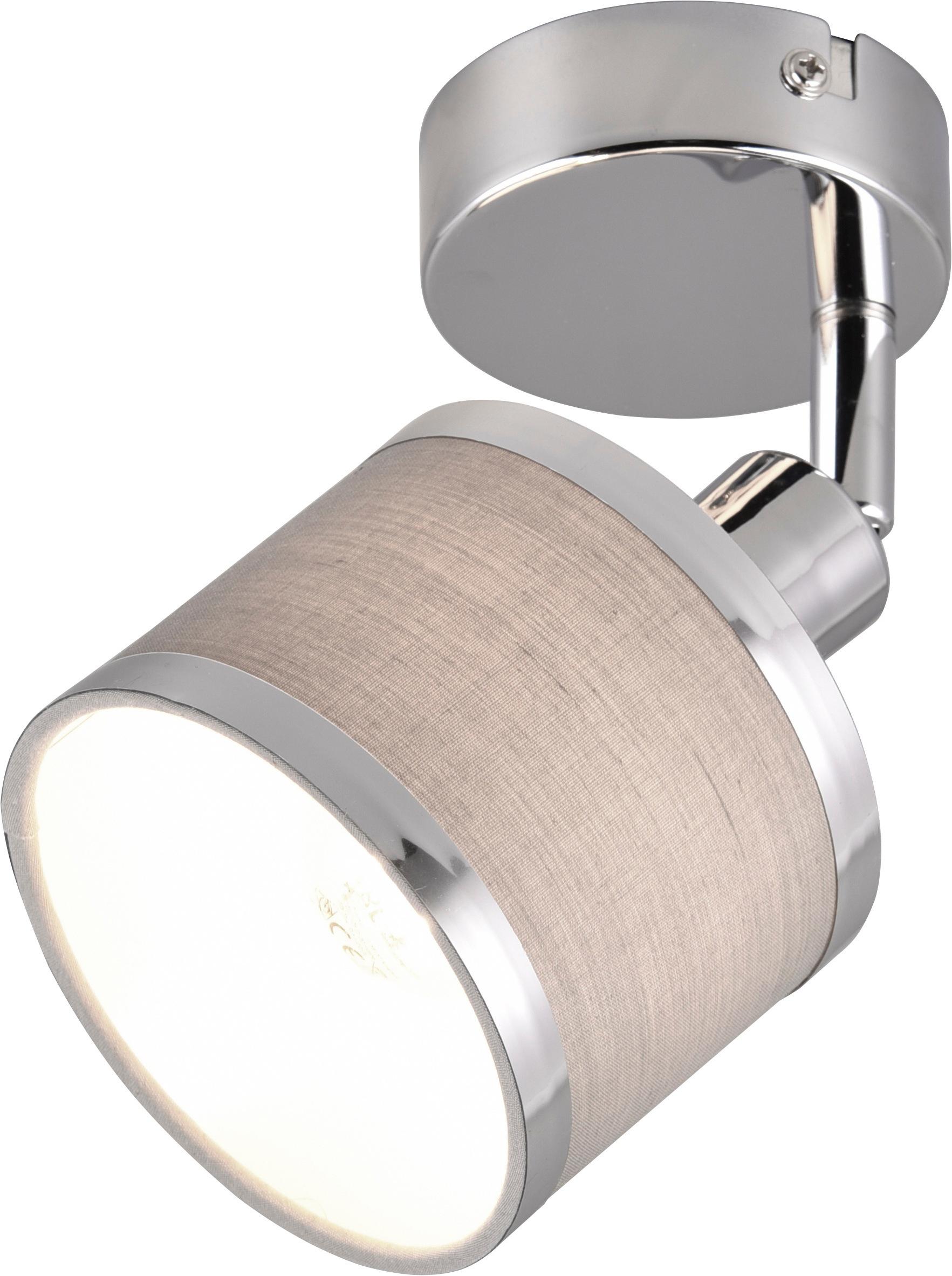 TRIO Leuchten Deckenstrahler »AROSA, Spot, Metall chrom Stoff grau, exkl. E14 max 28W« E14 1 Stk. warmweiß - kaltweiß Deckenspot, Stange mit drehbaren kippbaren schwenkbaren Spots Ø10cm