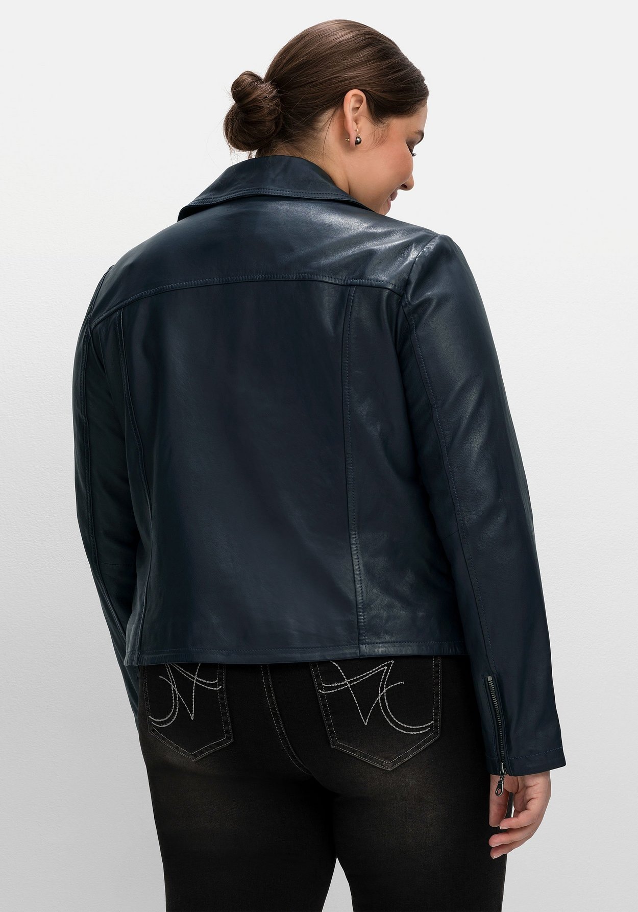Sheego Lederjacke »Bikerjacke aus Lammnappa, im Biker-Stil«