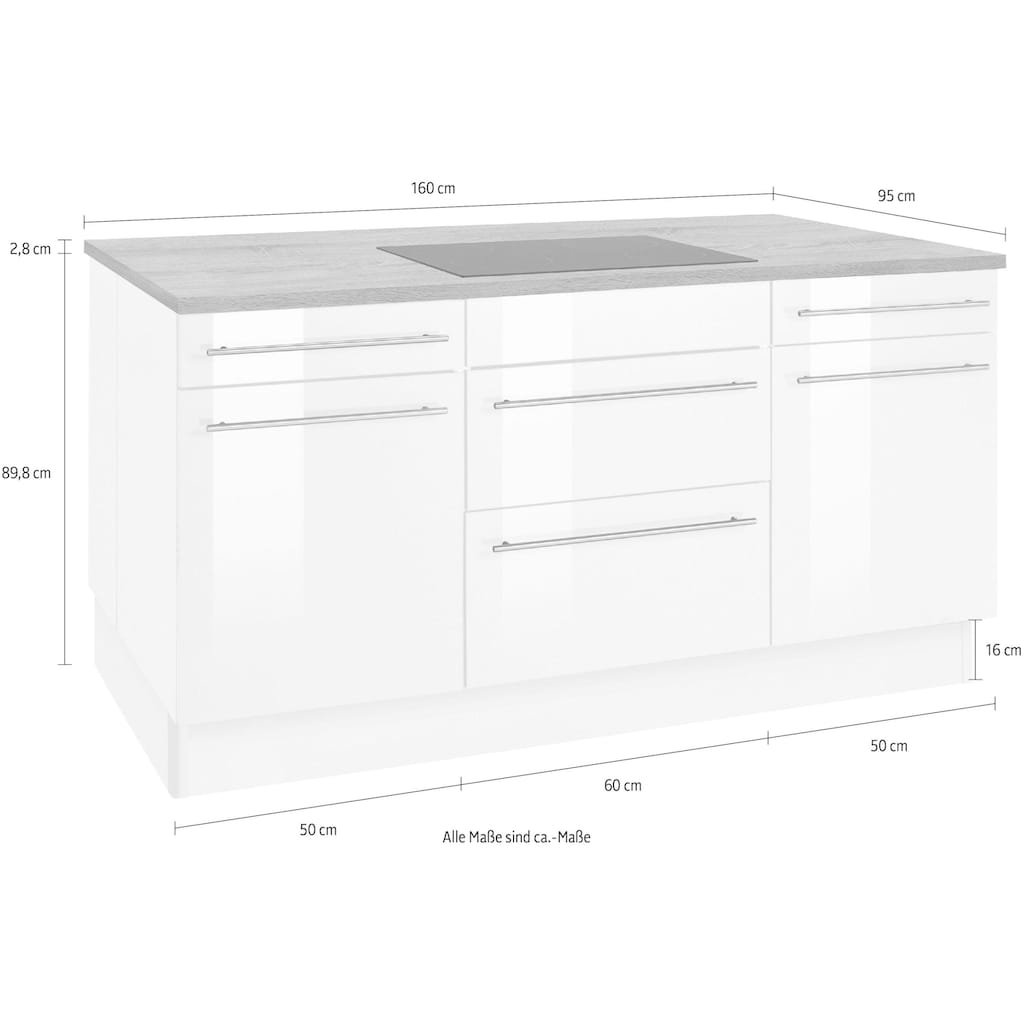 OPTIFIT Kochinsel »Bern«, Stellbreite 160x95 cm mit höhenverstellbaren Füßen