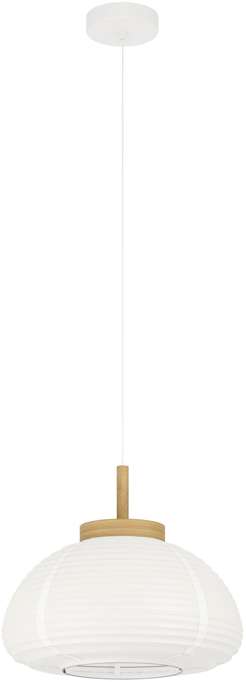 EGLO Hängeleuchte »Summerhill Hängelampe 1-fach, Japan-Stil, Metall, Holz und Papier, E27« E27 1 Stk. Hängeleuchte - H110 x Ø40 cm - weiß, braun - 1X40W exkl.