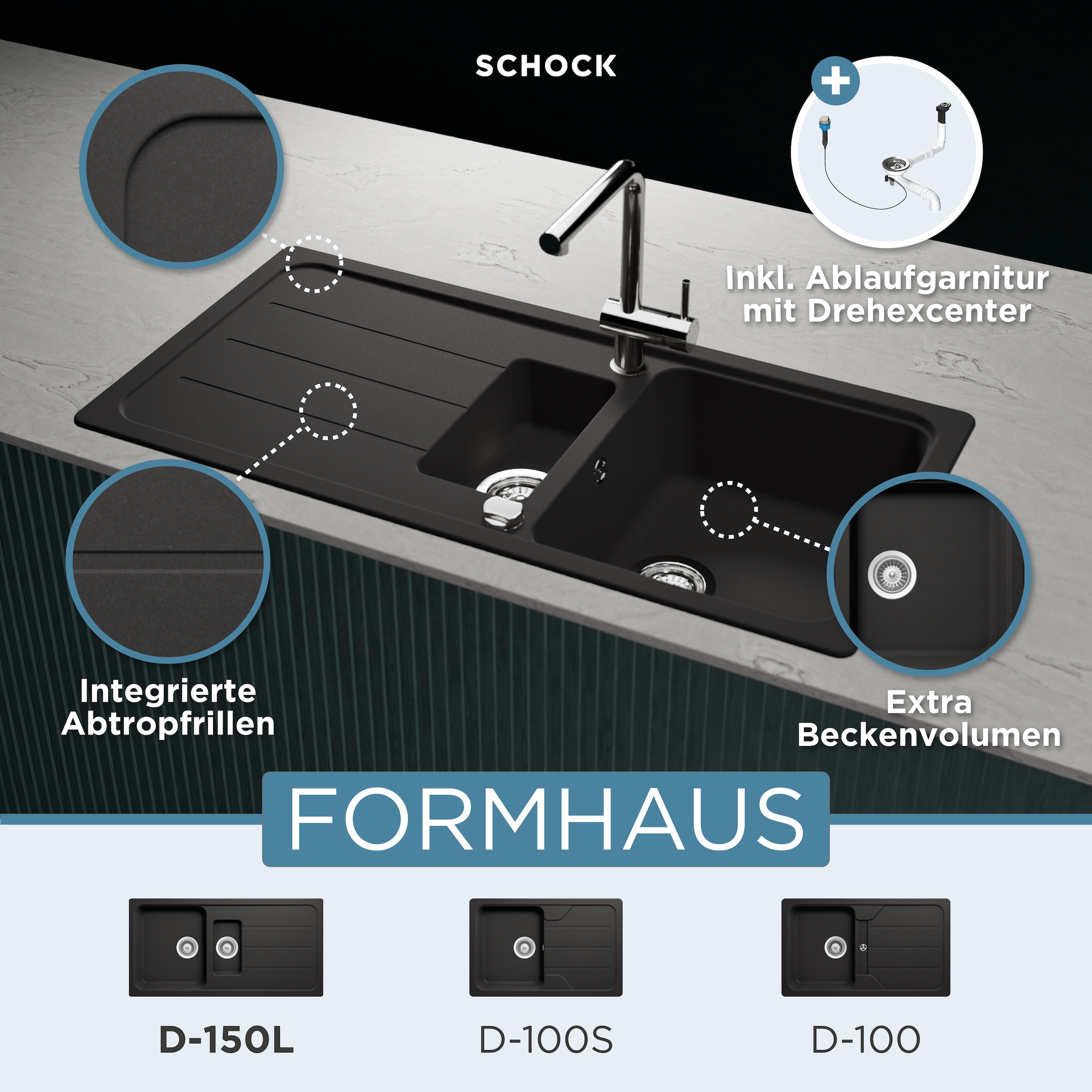 Schock Granitspüle »Formhaus« mit Restebecken