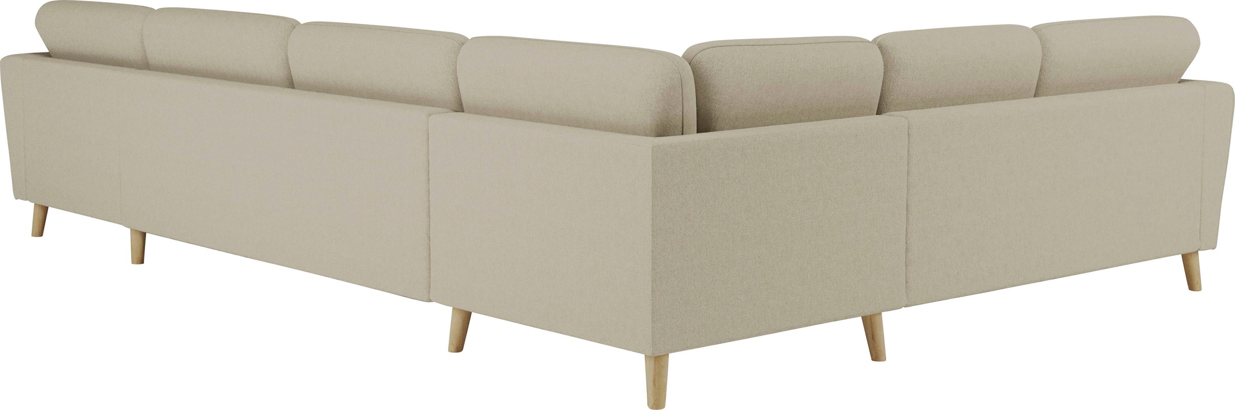 Home affaire Wohnlandschaft »MARSEILLE XXL 349cm, U-Form, Ottomane rechts/links wählbar«, Massivholzbeine Eiche, Landhausstil, Wellenunterfederung