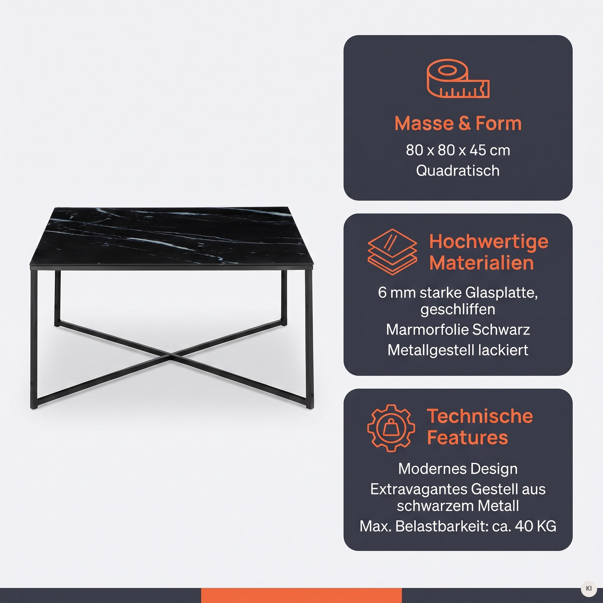 SalesFever Couchtisch »Caorle Coffeetable im eleganten Stil« Eleganz trifft Funktion: Tischplatte in Marmoroptik