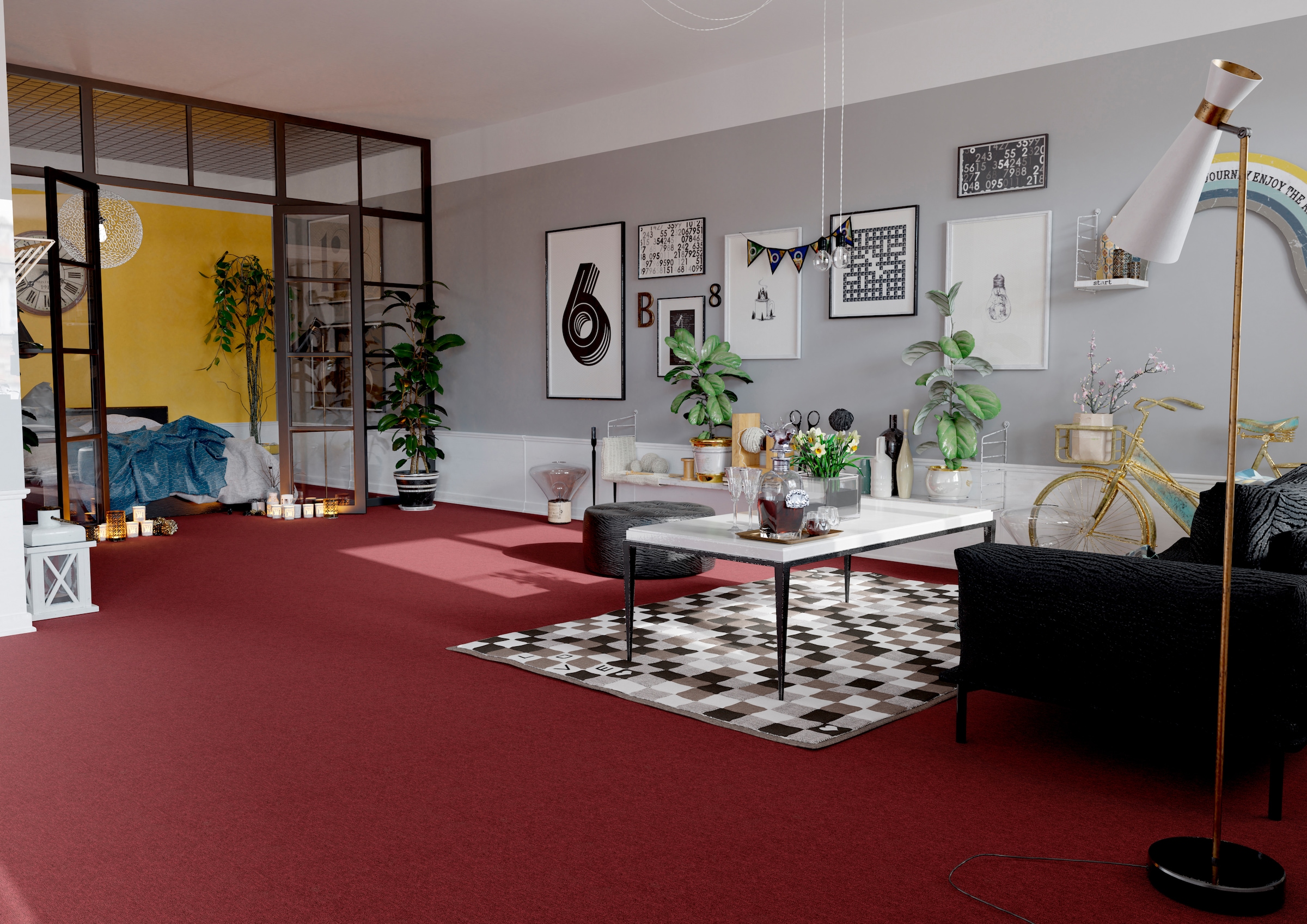 »Jersey«, 50cm, Wohnzimmer Teppichfliese Fliese, 50 x my 1m² selbstliegend, oder 5m², quadratisch, home