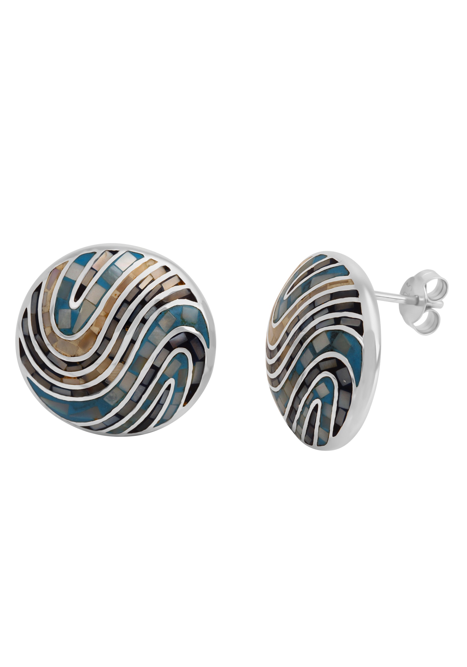 Firetti Paar Ohrstecker »Wellenförmiges Mosaik-Design«, mit Perlmutt auf  Rechnung kaufen