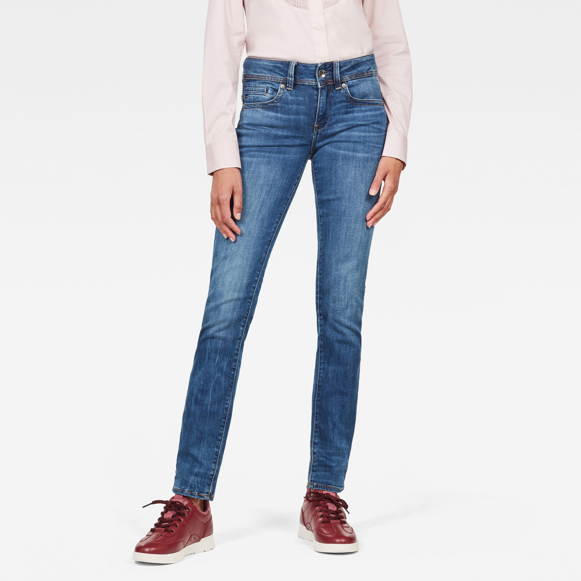G-STAR Straight-Jeans »Midge Straight Women«, mit Used-Effekten