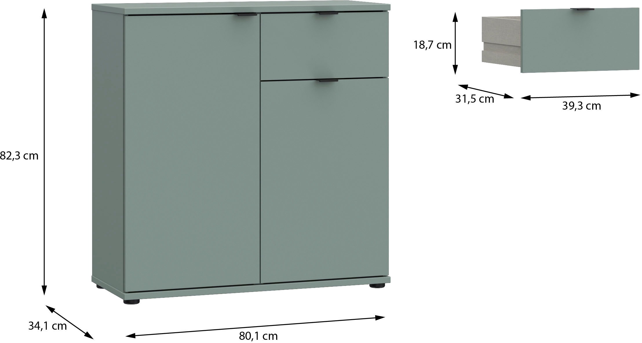FORTE Kommode »Ganymede«, Kommode, Stauraum, Schublade; Metallgriffe, 4 Dekore, Breite 80,1cm