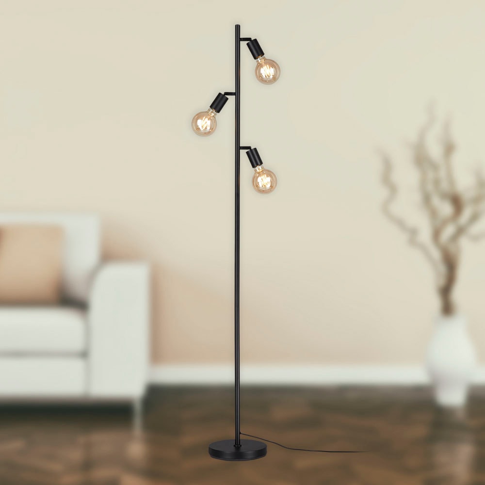 Briloner Leuchten Stehlampe »1387035 KUGLO«, Leuchtmittel E27 | ohne Leuchtmittel, metall/schwarz, inkl. Kabelschalter, exkl. 3x E27 max. 10 W