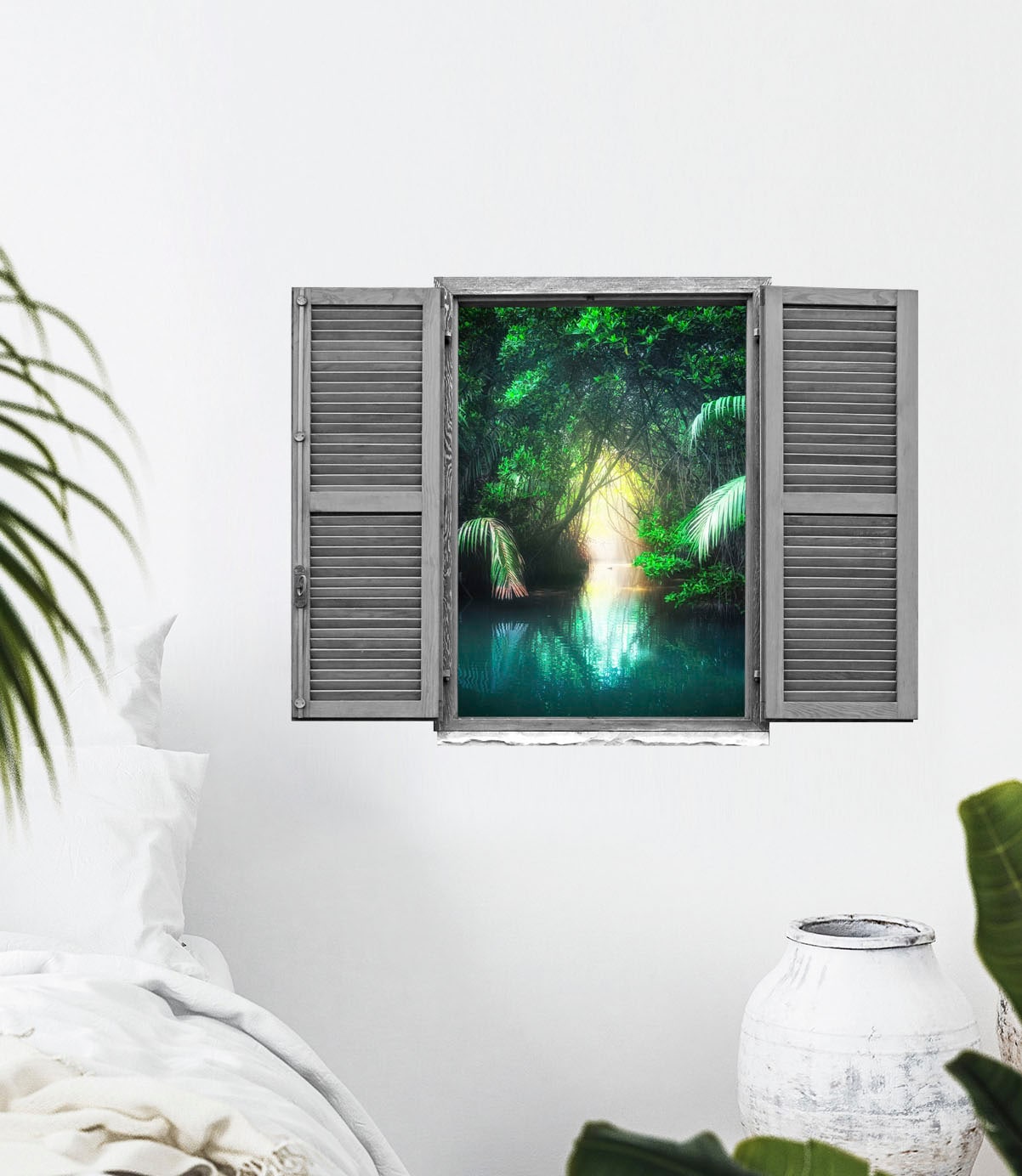 queence Wandtattoo »Tropische Palmen«, (1 St.), Wandsticker, Wandbild, selbstklebend, 3D, Fenster