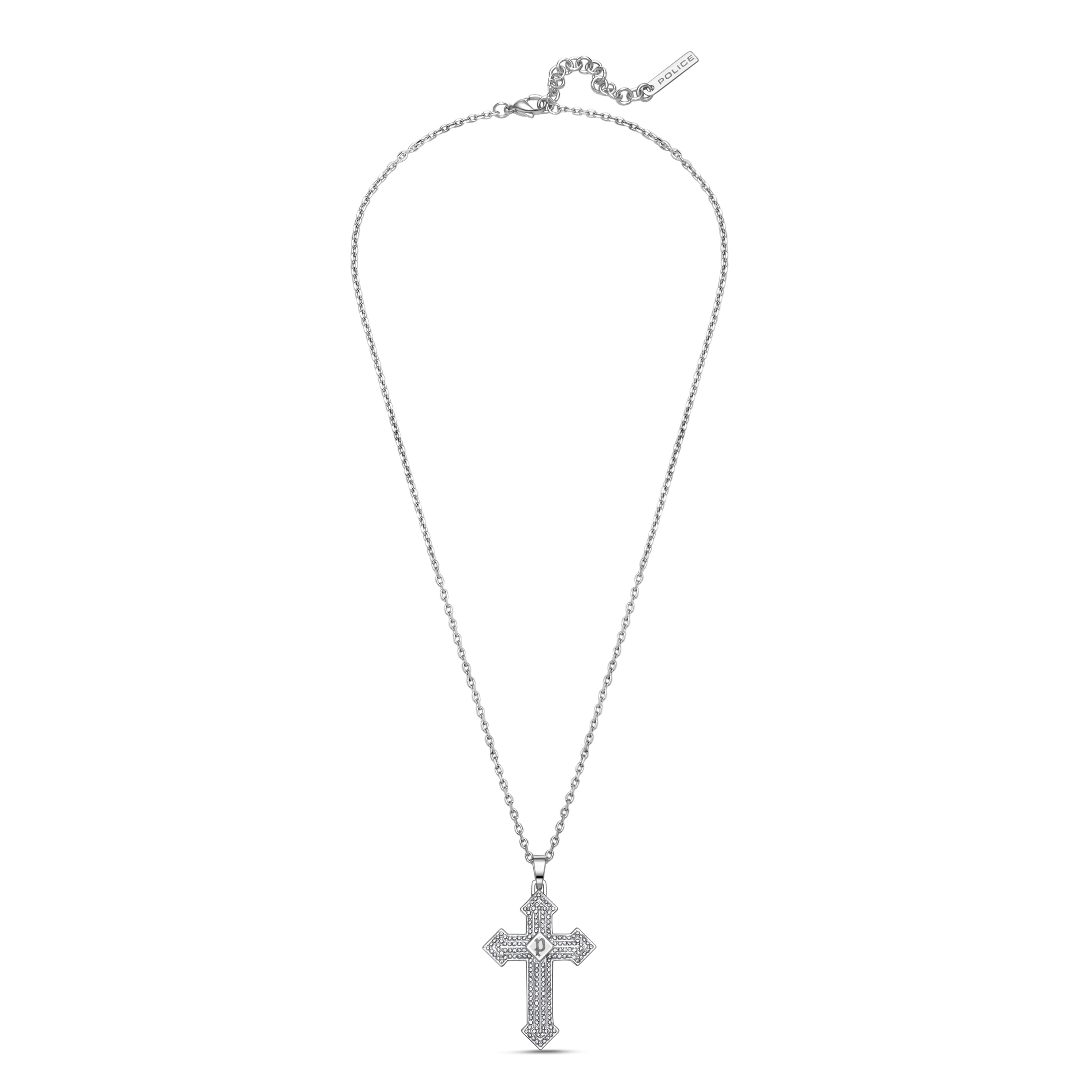 Police Kette mit Anhänger »Stoneset Kreuz« mit Kristallstein (synth.)