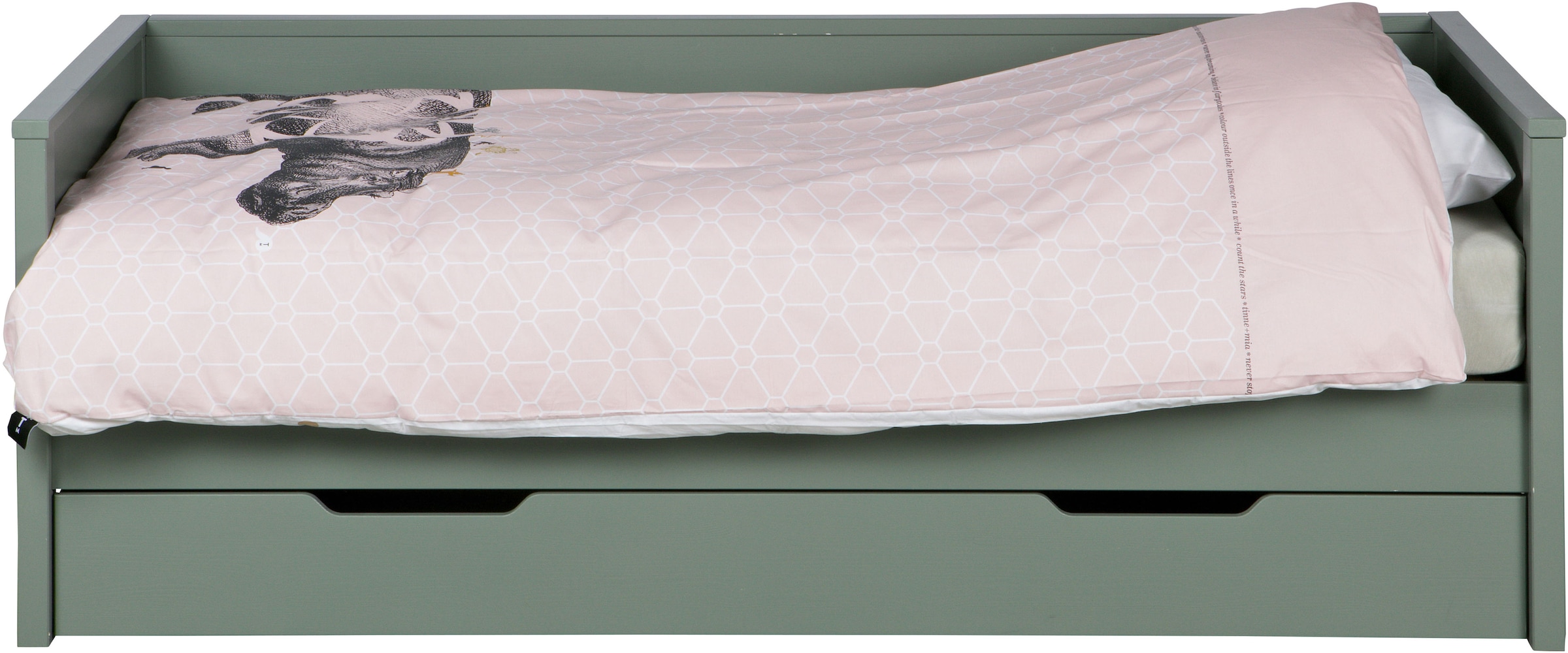 WOOOD Bettgestell »Nikki FSC®-Kiefernholz gebürstet, H 73 x B 208 x D 100 cm« Matratzenmaß 90x200 cm, Schublade optional, mit akzentuierter Maserung
