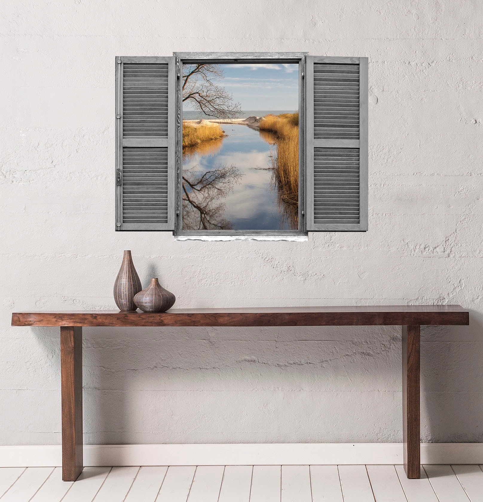 queence Wandtattoo »Fluss« Wandsticker, Wandbild, selbstklebend, 3D, Fenster