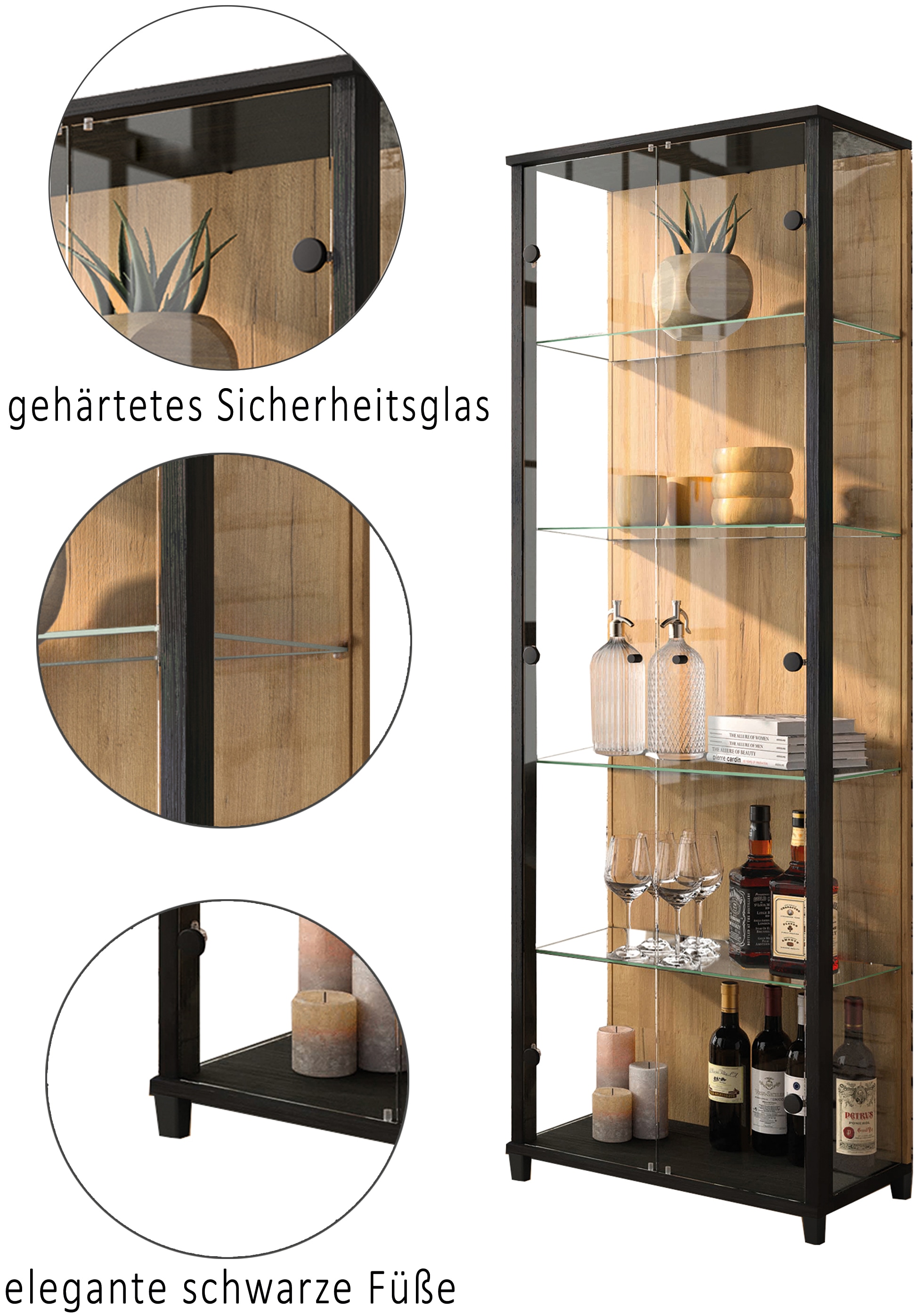 fif möbel Vitrine »OPTIMA«, Standvitrine, Vitrinenschrank, Glasvitrine, Sammlervitrine