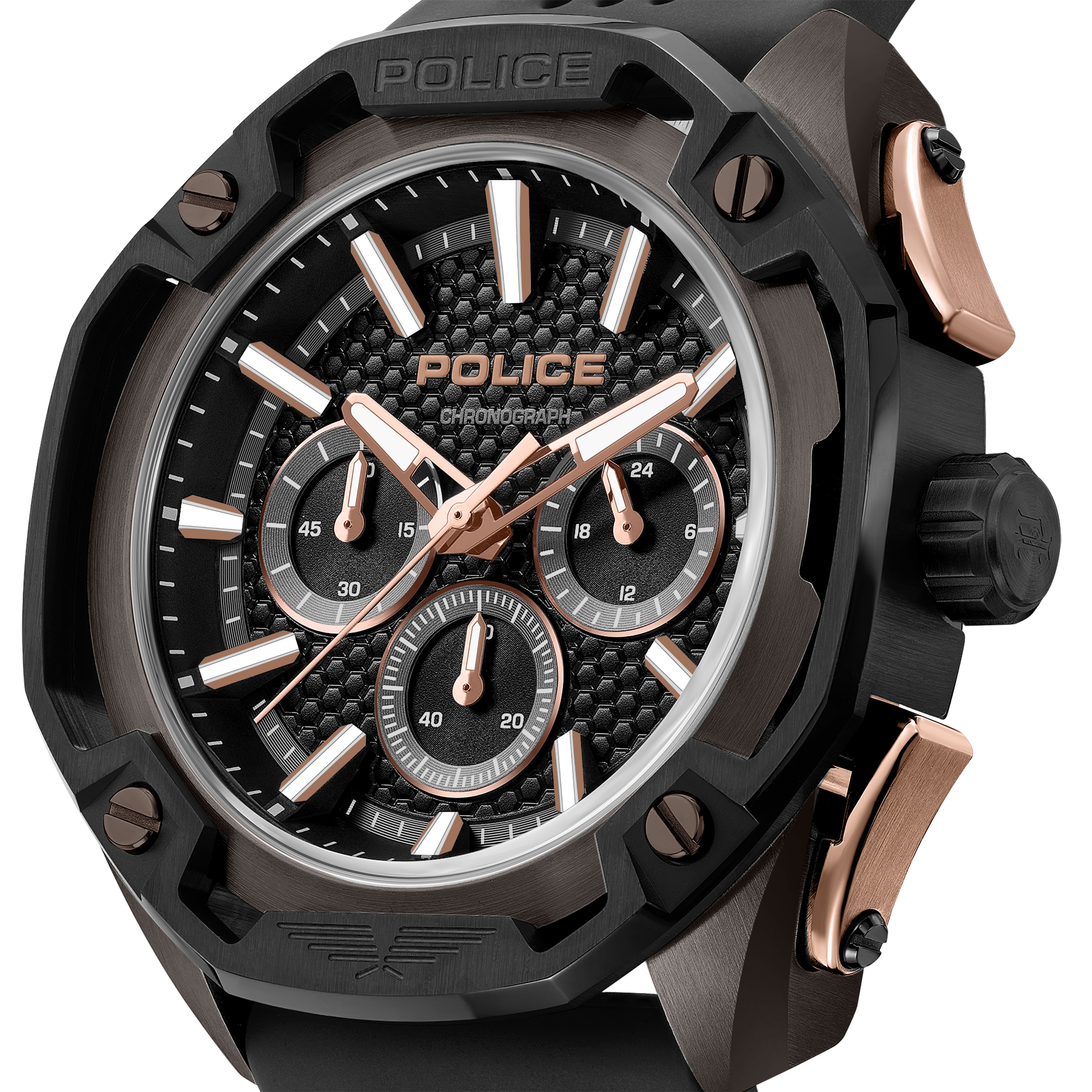 Police Chronograph »Centurian« Quarzuhr, Armbanduhr, Herrenuhr, Silikonarmband, analog, Stoppfunktion