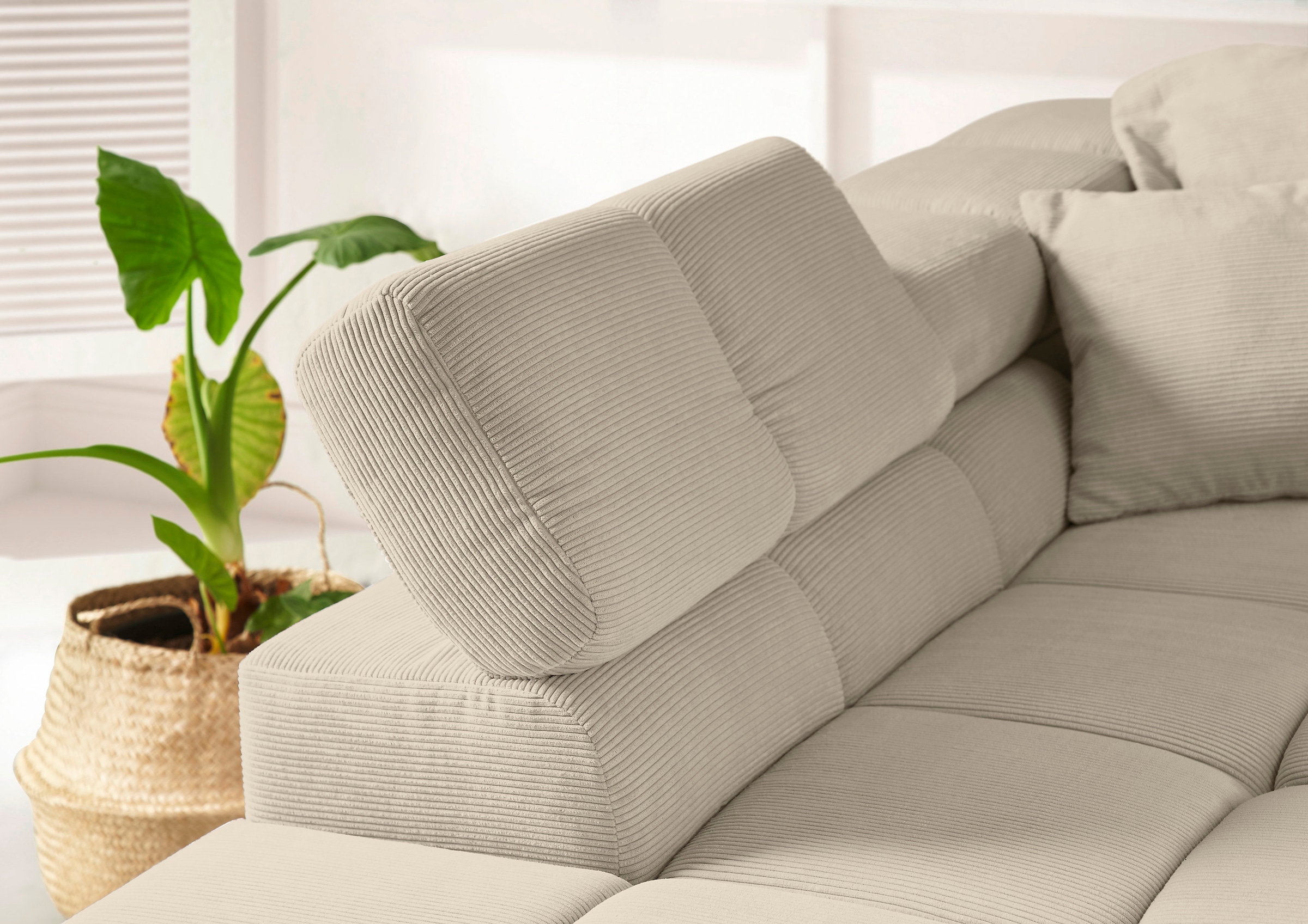 INOSIGN Ecksofa »Ancona incl. Kopfteilverstellung, Breite 319cm, L-Form«, wahlweise motorische Sitztiefenverstellung, auch in Cord + Easy Care