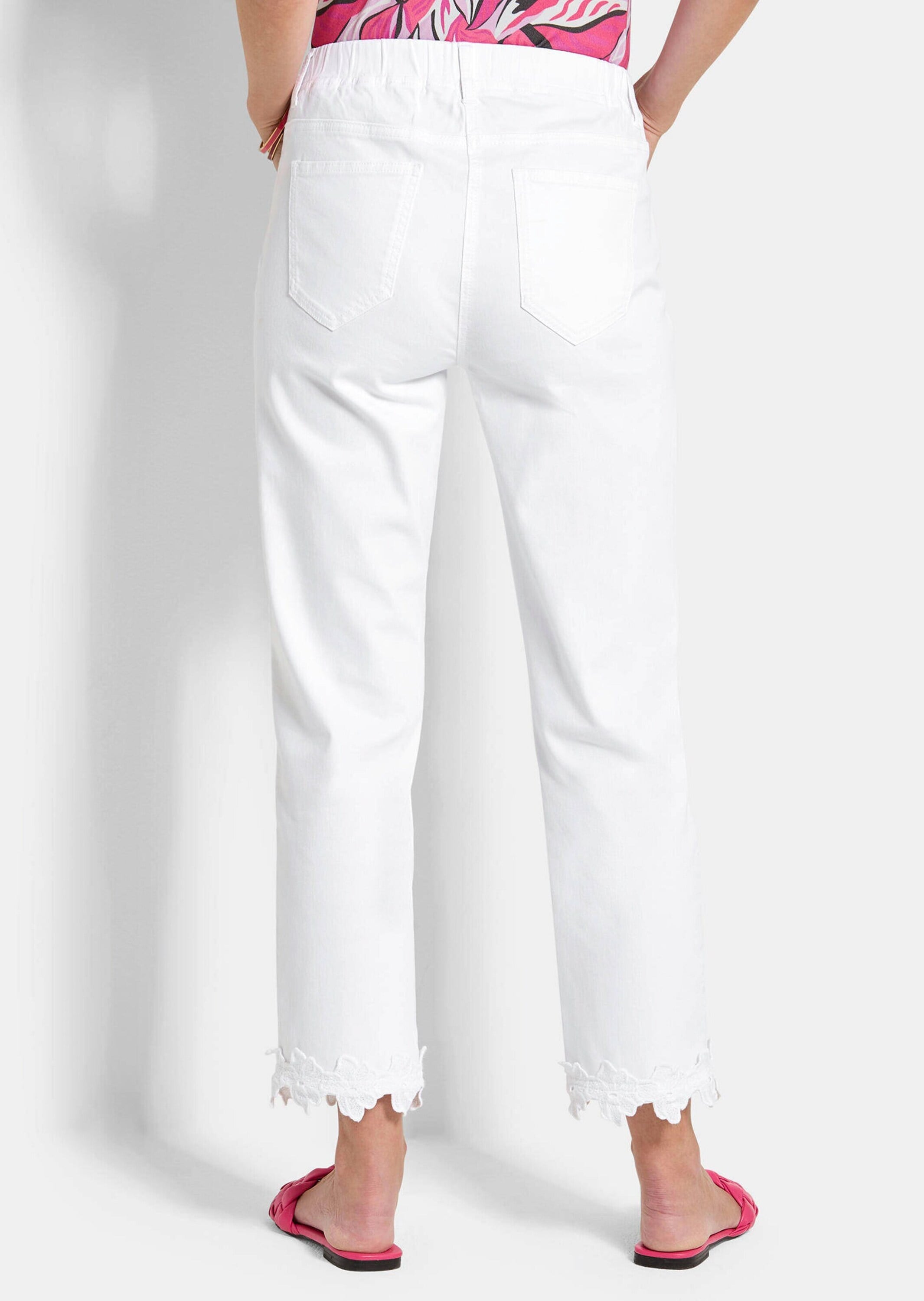 GOLDNER Schlupfhose »Kurzgröße Jeans CARLA mit Spitzenbordüre«