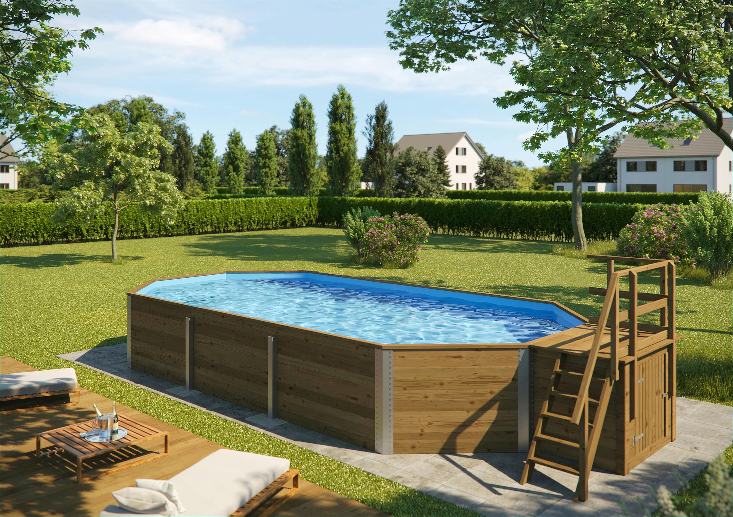 weka Rechteckpool »MALI 5 mit Technikraum«, (Set, 9 tlg.), BxLxH: 376x850x116 cm