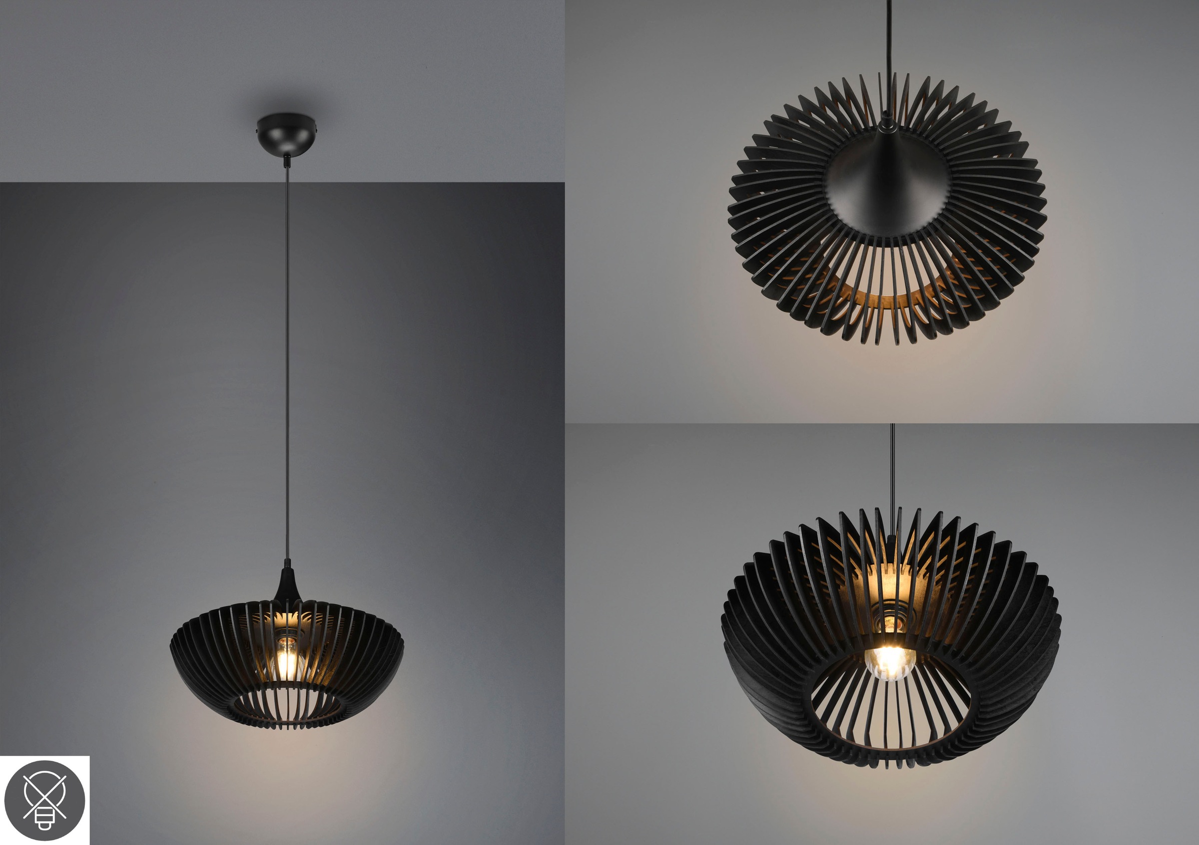 TRIO Leuchten Pendelleuchte »Colino« E27 1 Stk. warmweiß - kaltweiß Hängelampe mit Holzschirm Ø40cm höhenverstellbar bis 150cm, exkl 1xE27