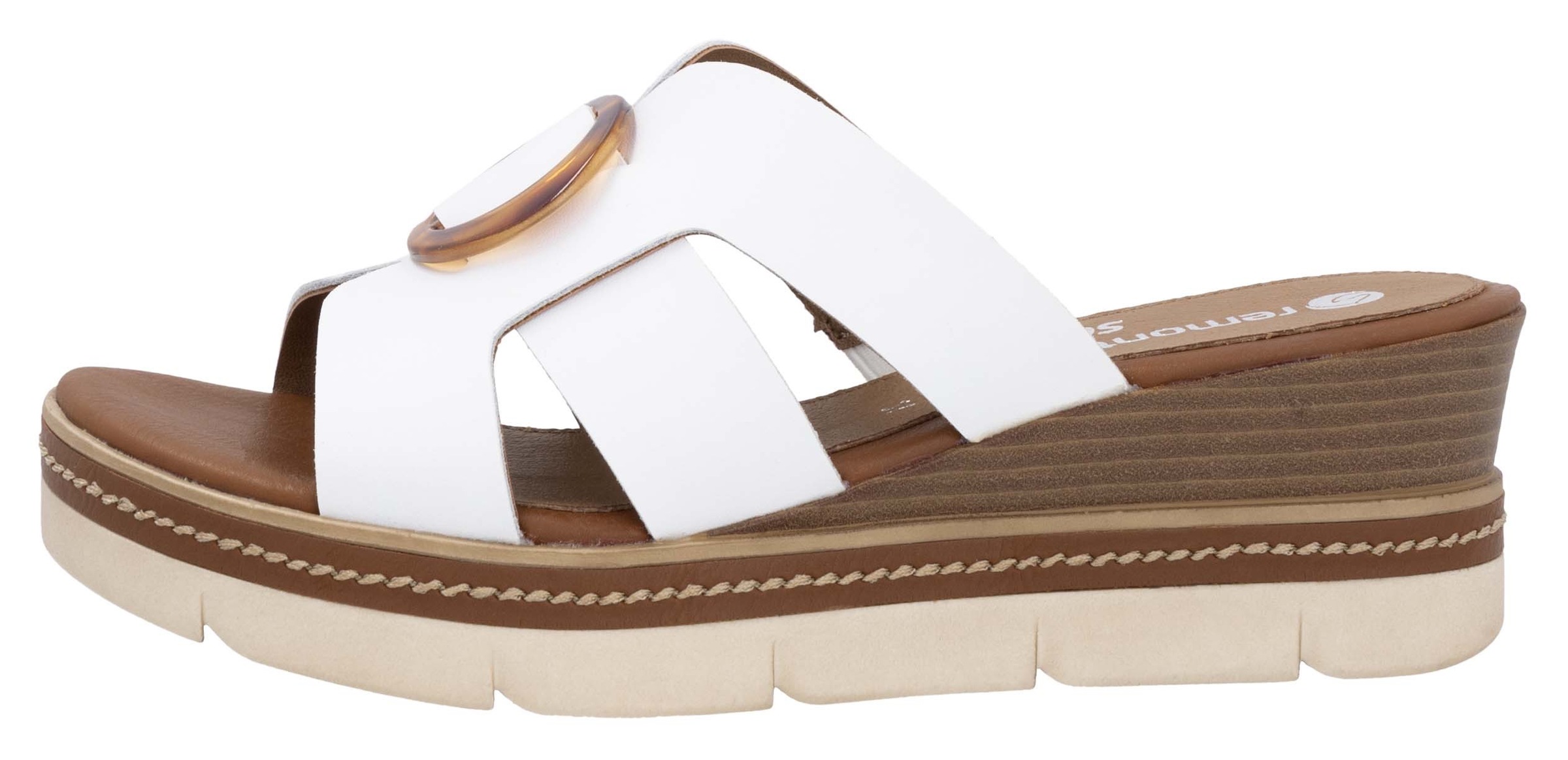 Remonte Pantolette, Keilabsatz, Sommerschuh, Schlupfschuh mit schöner Zierschnalle