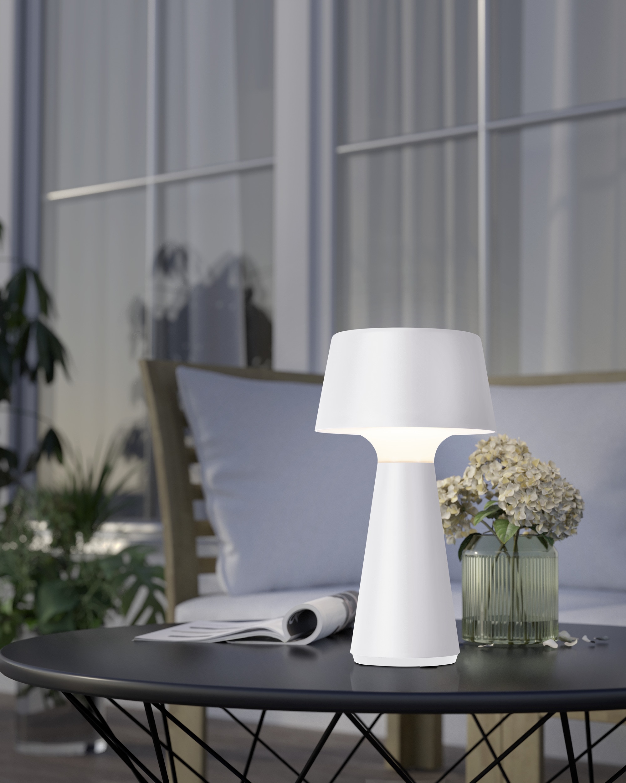 EGLO Tischleuchte »HUESA Tischlampe - Kunststoff - LED - 3W - IP44« LED-Modul 1 Stk. Neutralweiß | Warmweiß Nachttischlampe, Schreibtischleuchte, Leselampe, H29 x Ø13 cm