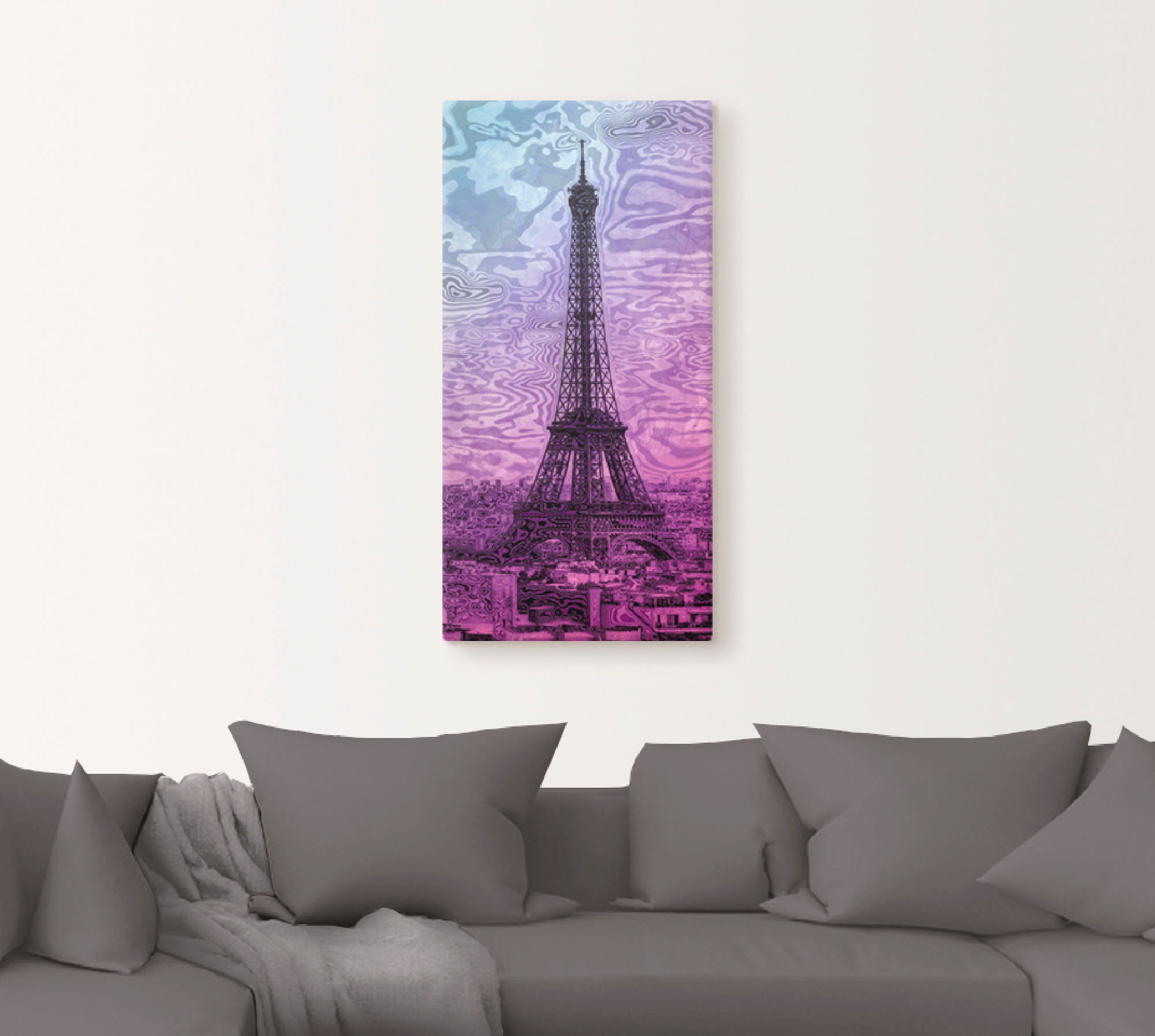 Artland Leinwandbild »Paris Eiffelturm Lila/Blau« Gebäude 1 Stk. tlg. auf Holzrahmen gespannt