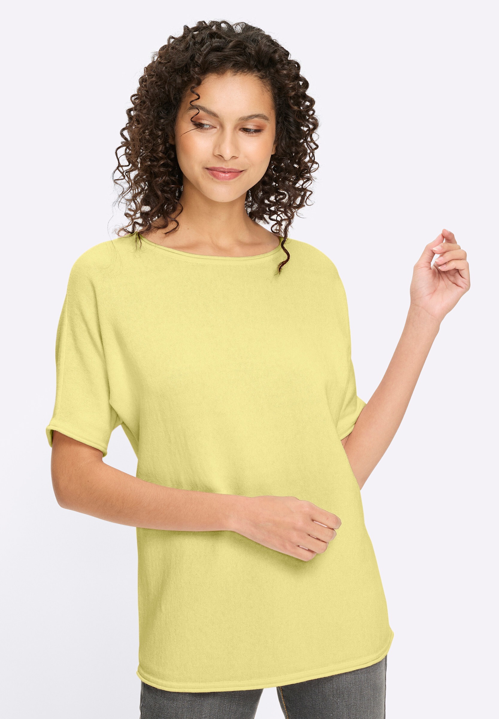 heine Strickpullover »Pullover Kurzarmpullover mit Rollkanten«