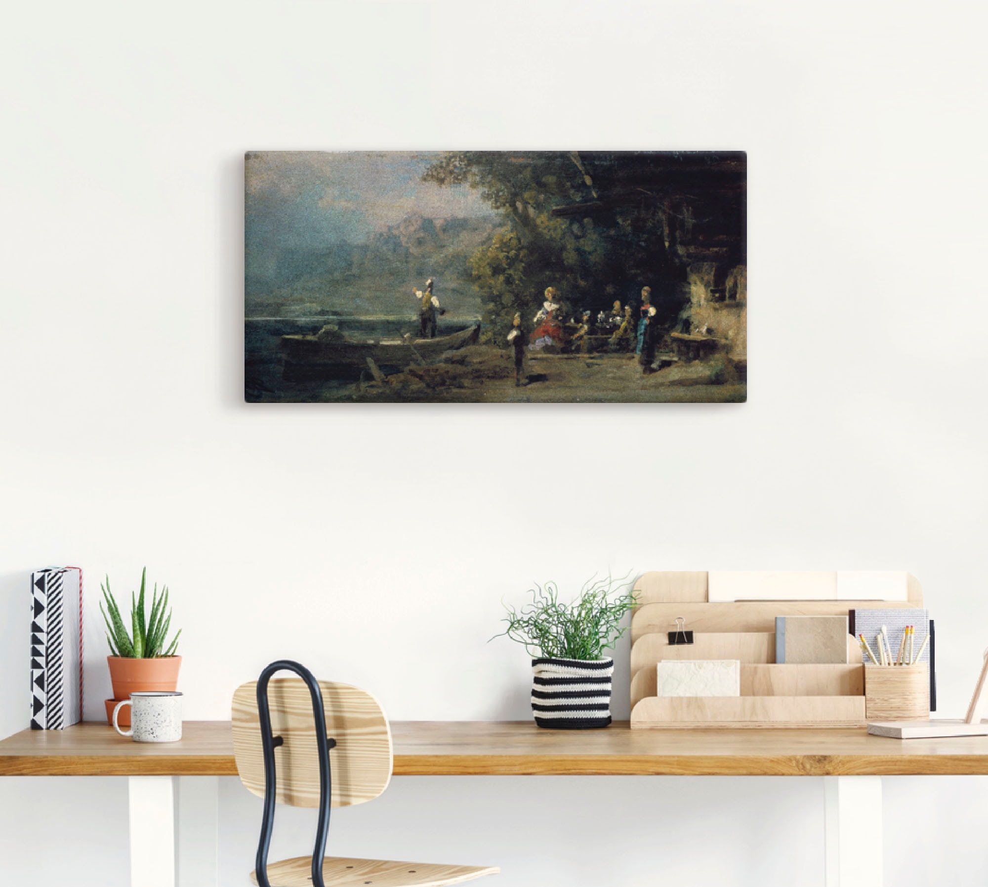 Artland Wandbild »Wirtshaus am See«, Gruppen & Familien, (1 St.), als Leinwandbild, Wandaufkleber oder Poster in versch. Größen