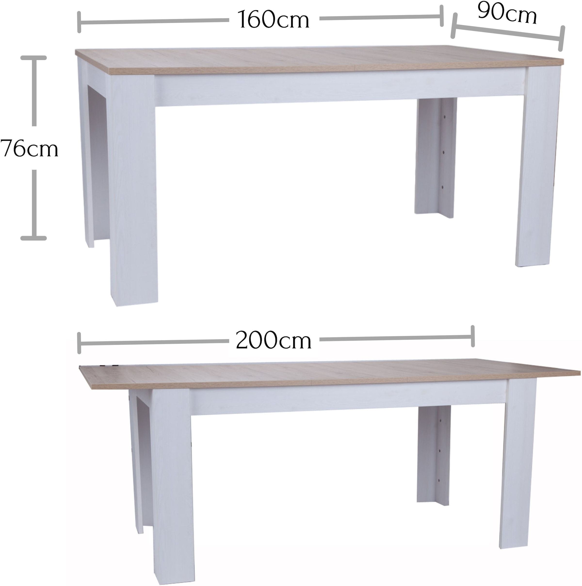 Stolkom Esstisch »Romance Esszimmertisch Landhaustil, BxHxT 160-200x76x100 cm« Ausziehbar von 160 auf 200 cm, Landhausstil, Tisch melaminbeschichtet