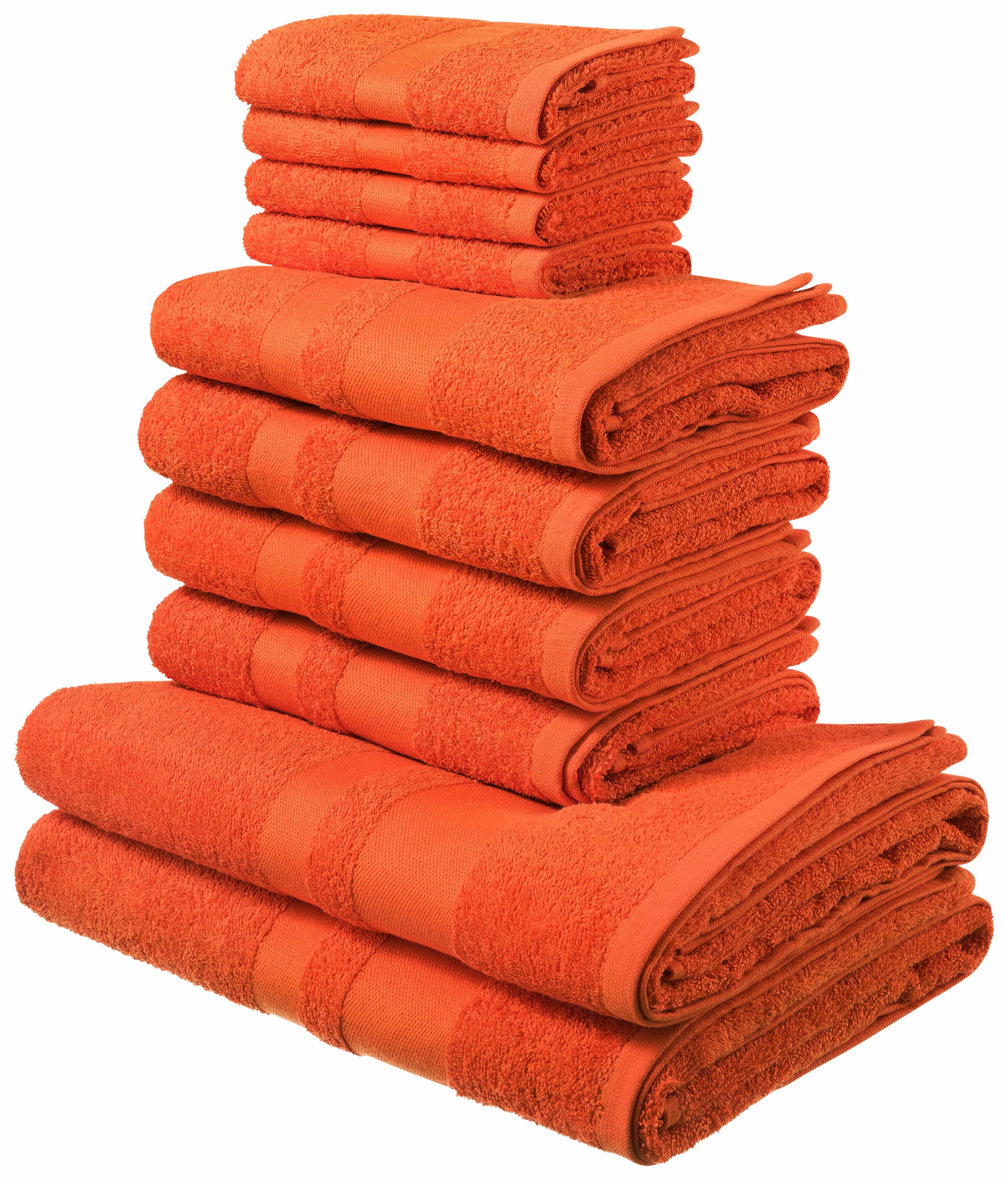 my home Handtuch Set »Vanessa«, Set, 10 tlg., Walkfrottee, Handtücher mit  Bordüre, einfarbiges Handtuch-Set aus 100% Baumwolle