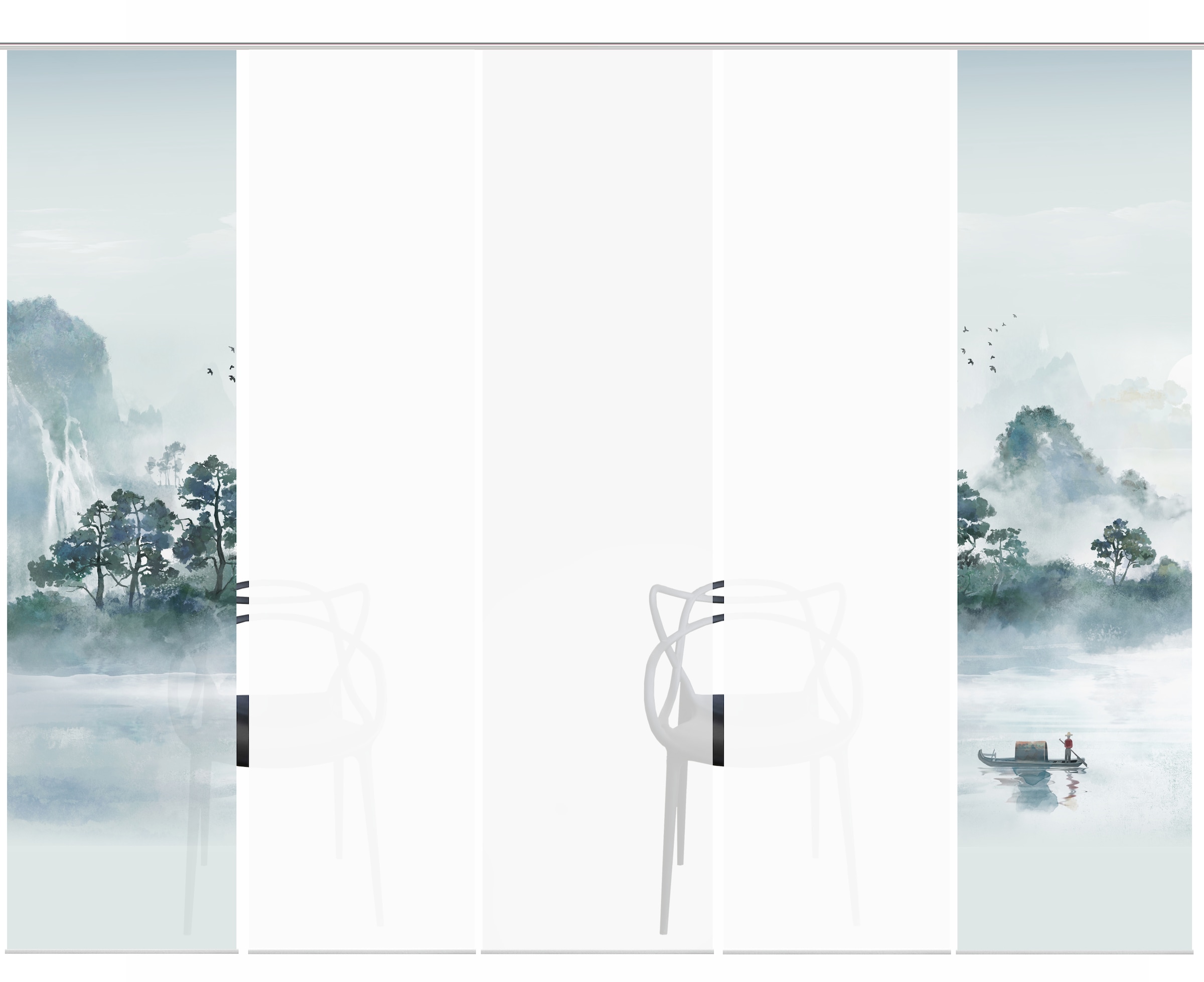 HOME WOHNIDEEN Schiebegardine »VITNAM« Paneelwagen 5 Stk. tlg. Schiebewand Seidenoptik, SET, Digitaldruck