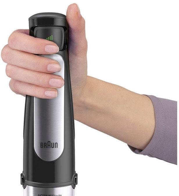 Braun Stabmixer »MultiQuick 7 MQ 7025X - 1000W, Stufenlosregulierbar, Dynamische Klinge« 1000 W Spritzschutz, Extra Mahlklinge, 350 ml Zerkleinerer, Schneebesen