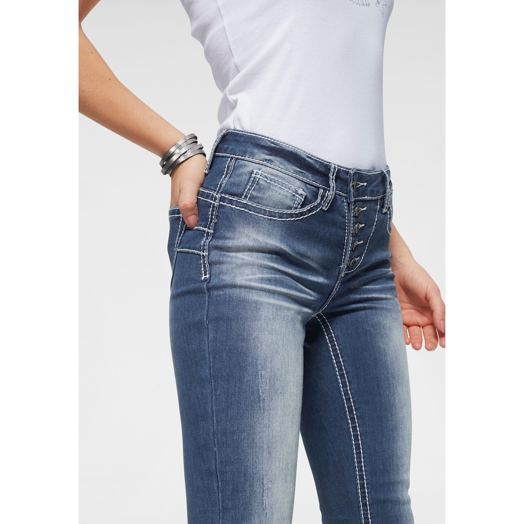 Arizona Slim-fit-Jeans »Heavy Washed - Shaping«, Mid Waist